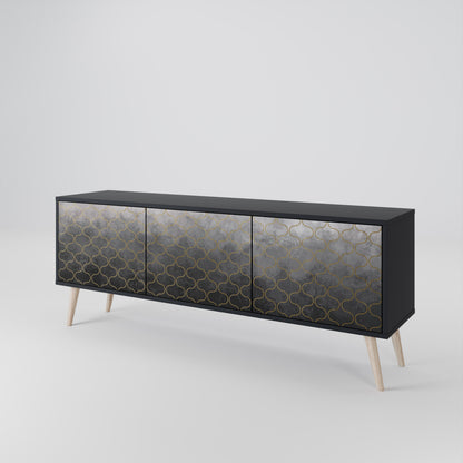 TESSELATED GRAYISH 3-Door TV Cabinet