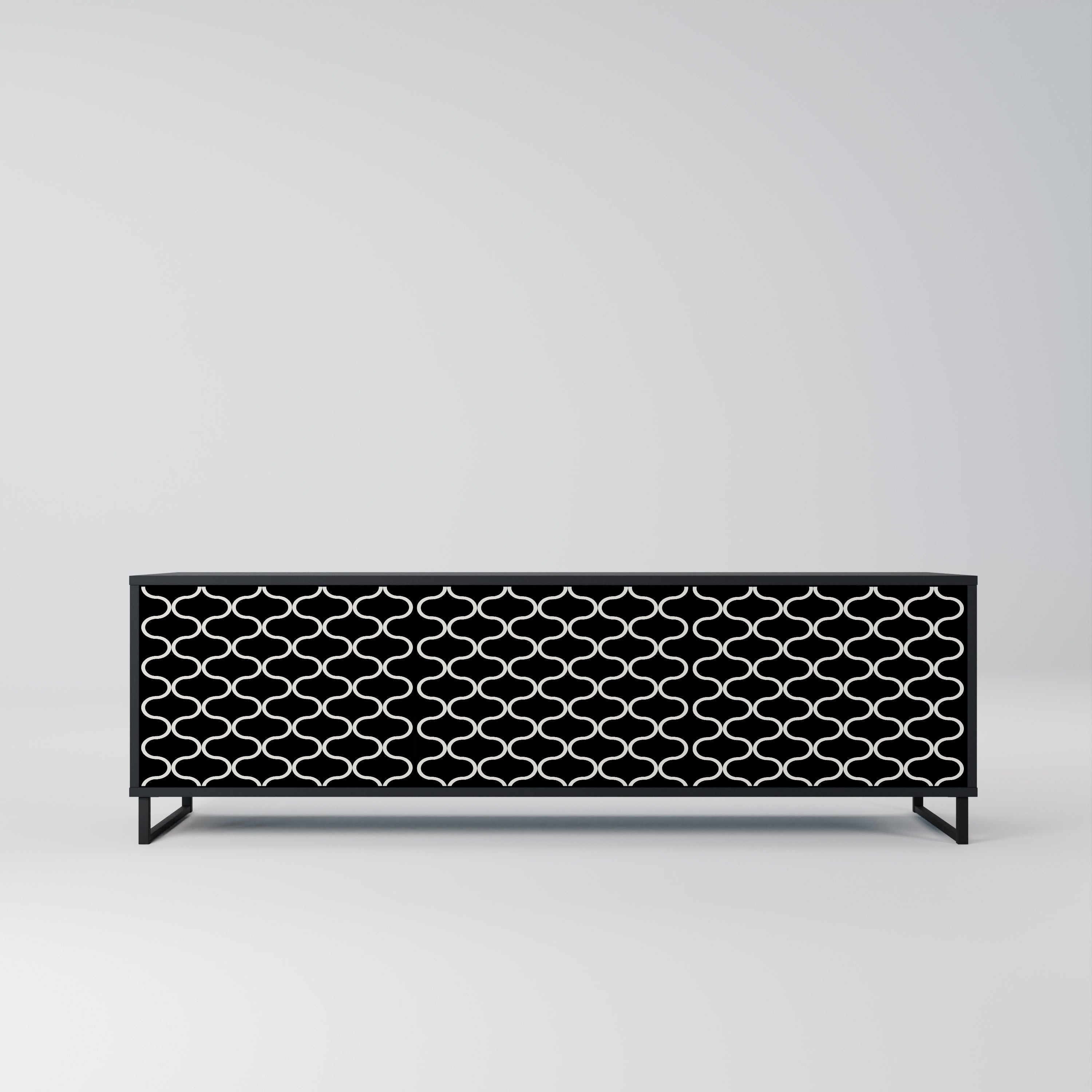 TESSELATED BLACKNESS 3-Door TV Stand in Black Finish