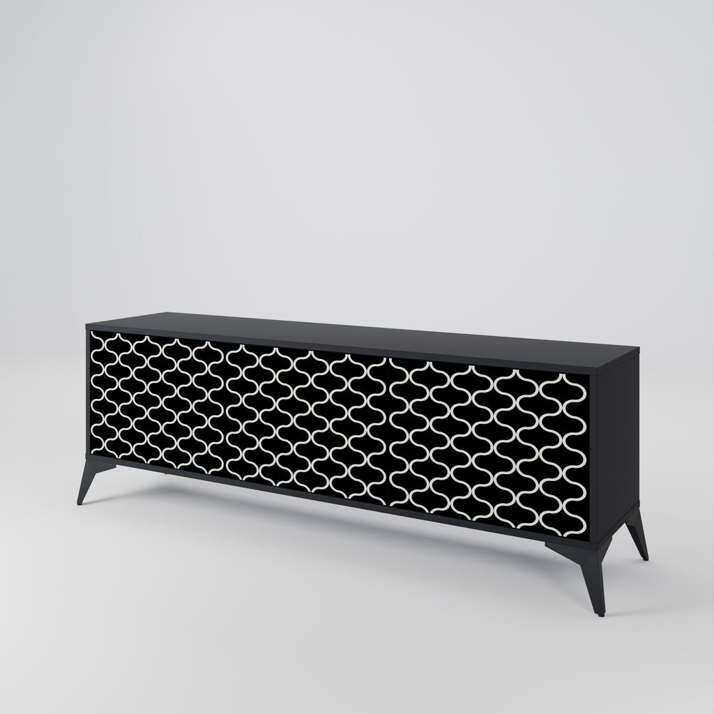 TESSELATED BLACKNESS 3-Door TV Stand in Black Finish