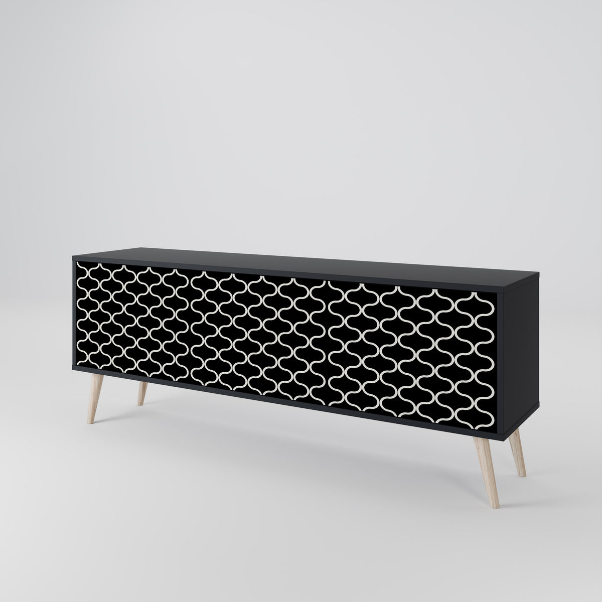 TESSELATED BLACKNESS 3-Door TV Cabinet