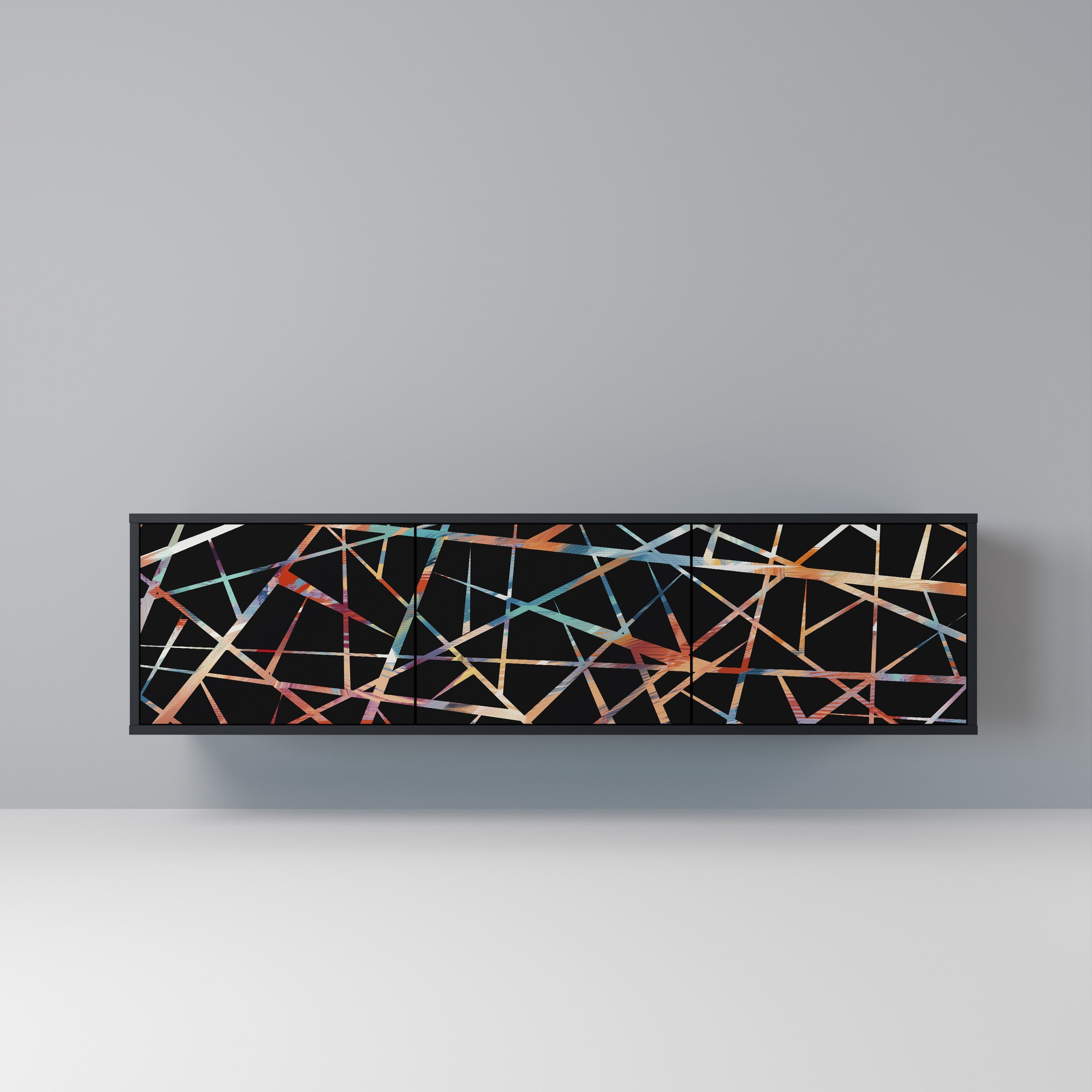 POLYGON VERVE 3-Door TV Stand in Black Finish