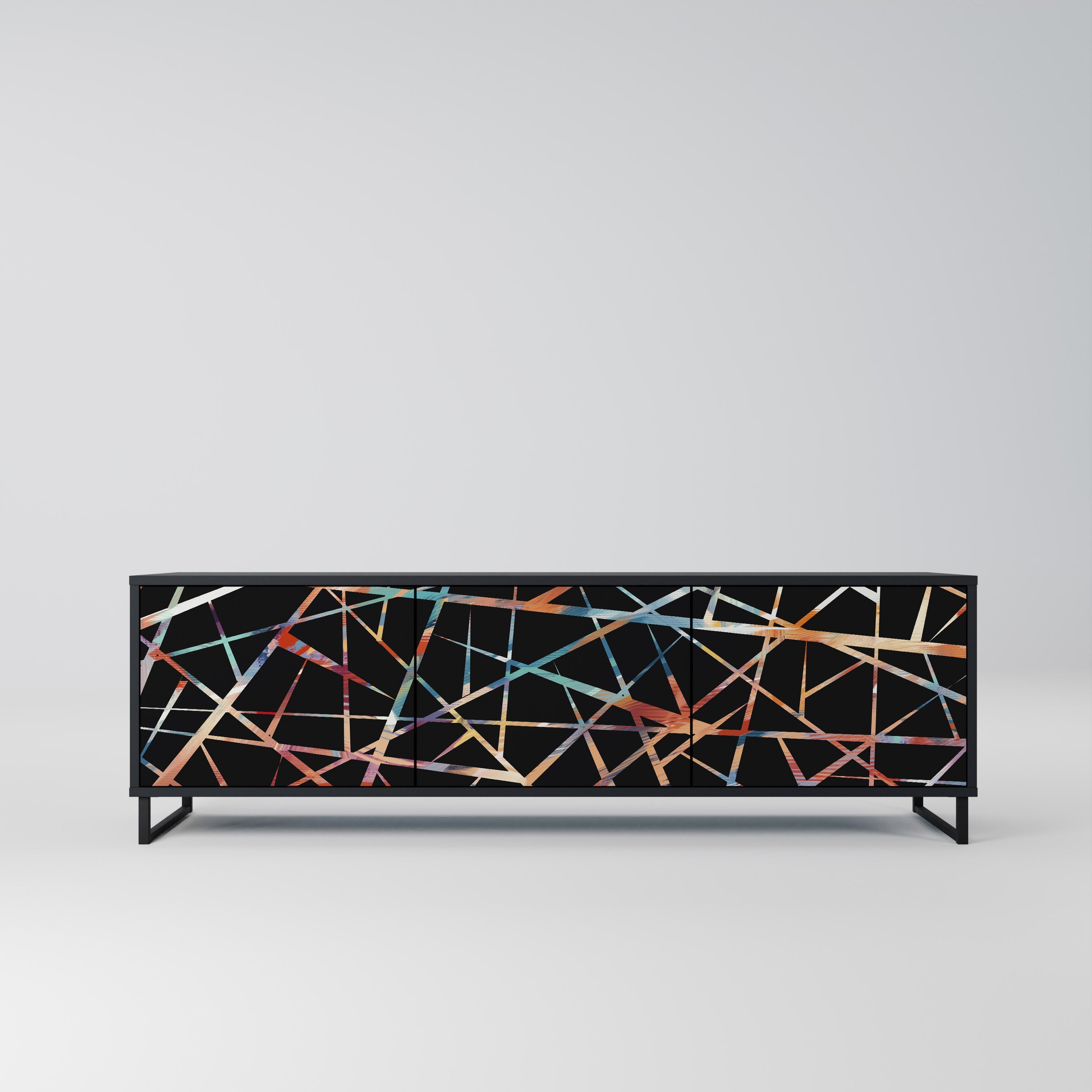 POLYGON VERVE 3-Door TV Stand in Black Finish