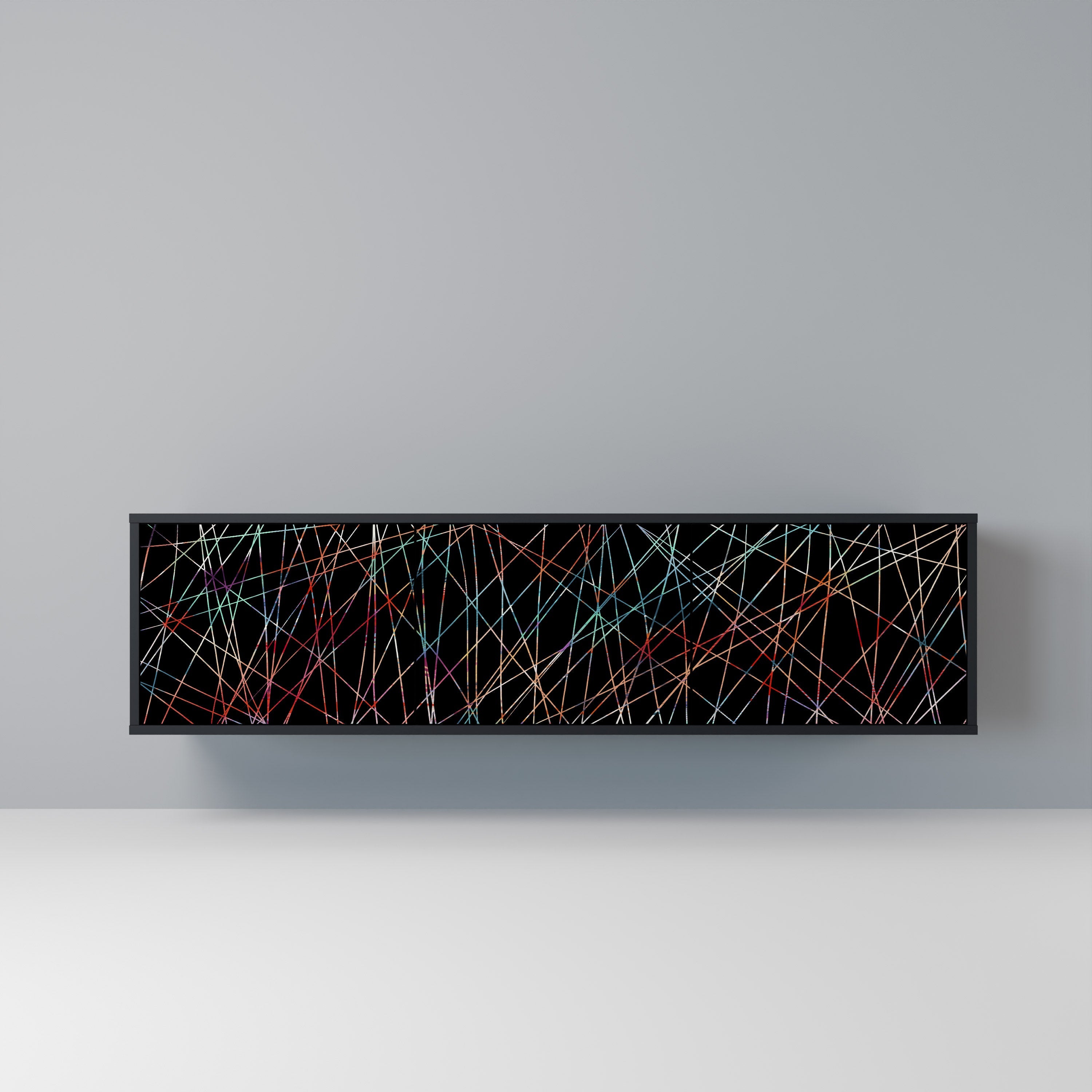 LUMINOUS SNARE 3-Door TV Stand in Black Finish