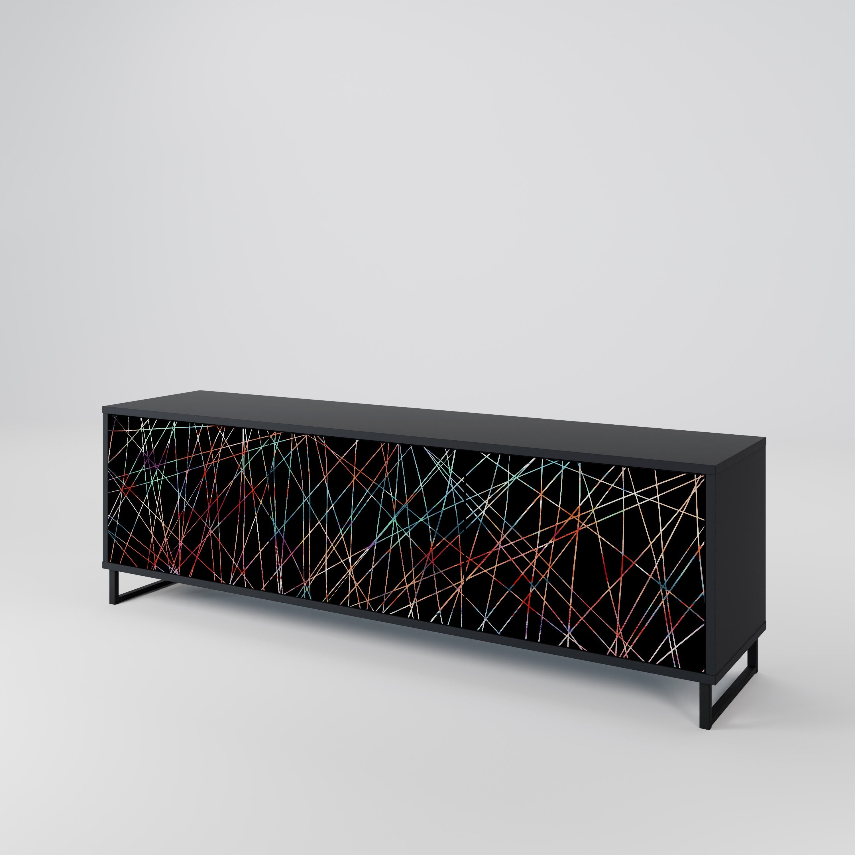 LUMINOUS SNARE 3-Door TV Stand in Black Finish