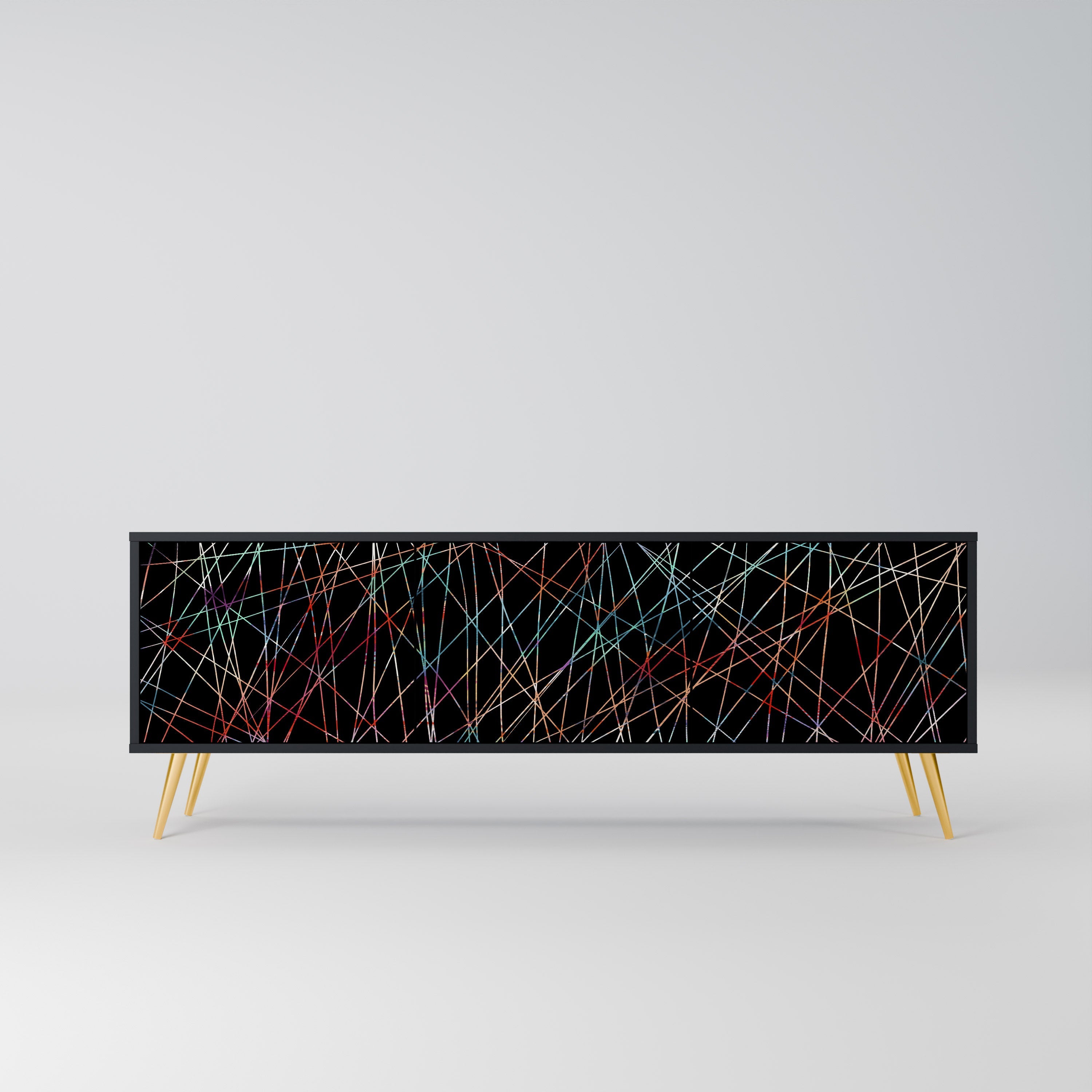 LUMINOUS SNARE 3-Door TV Stand in Black Finish