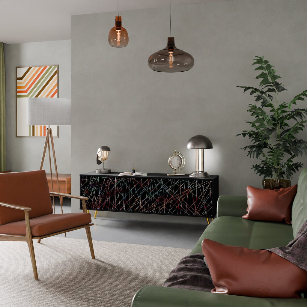 LUMINOUS SNARE 3-Door TV Stand in Black Finish