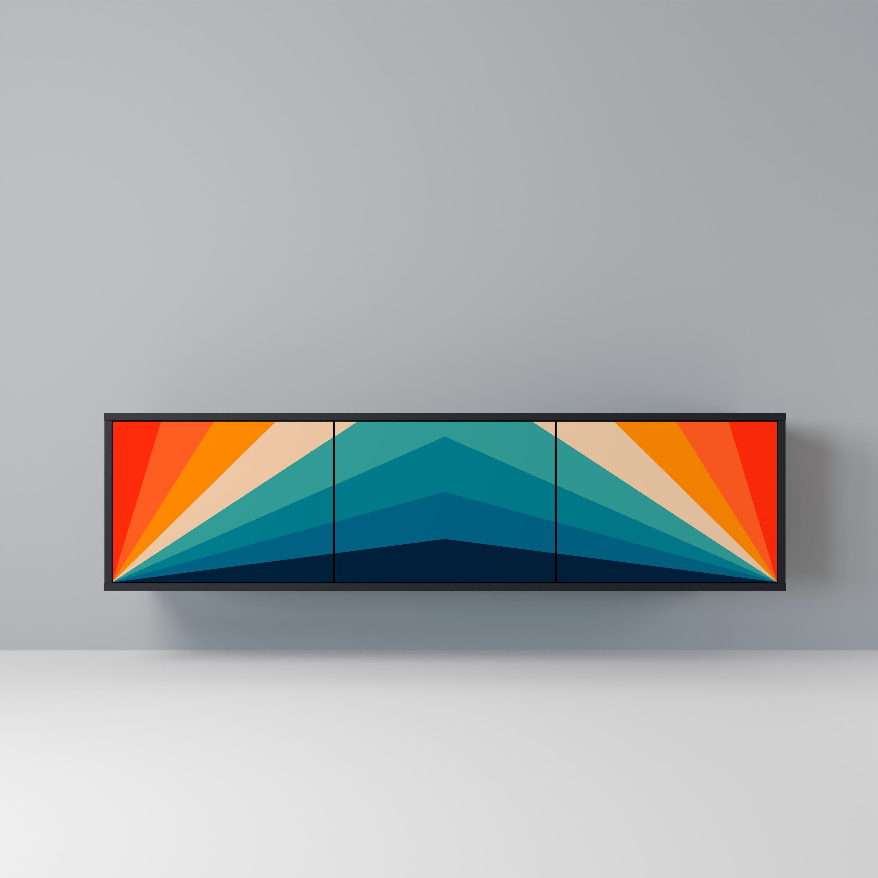 PRISM CONCUSSION 3-Door TV Stand in Black Finish