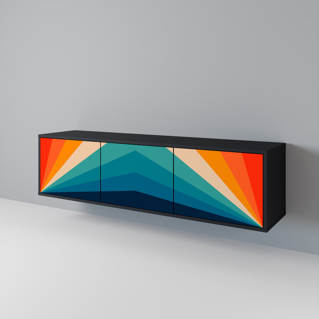 PRISM CONCUSSION 3-Door TV Stand in Black Finish