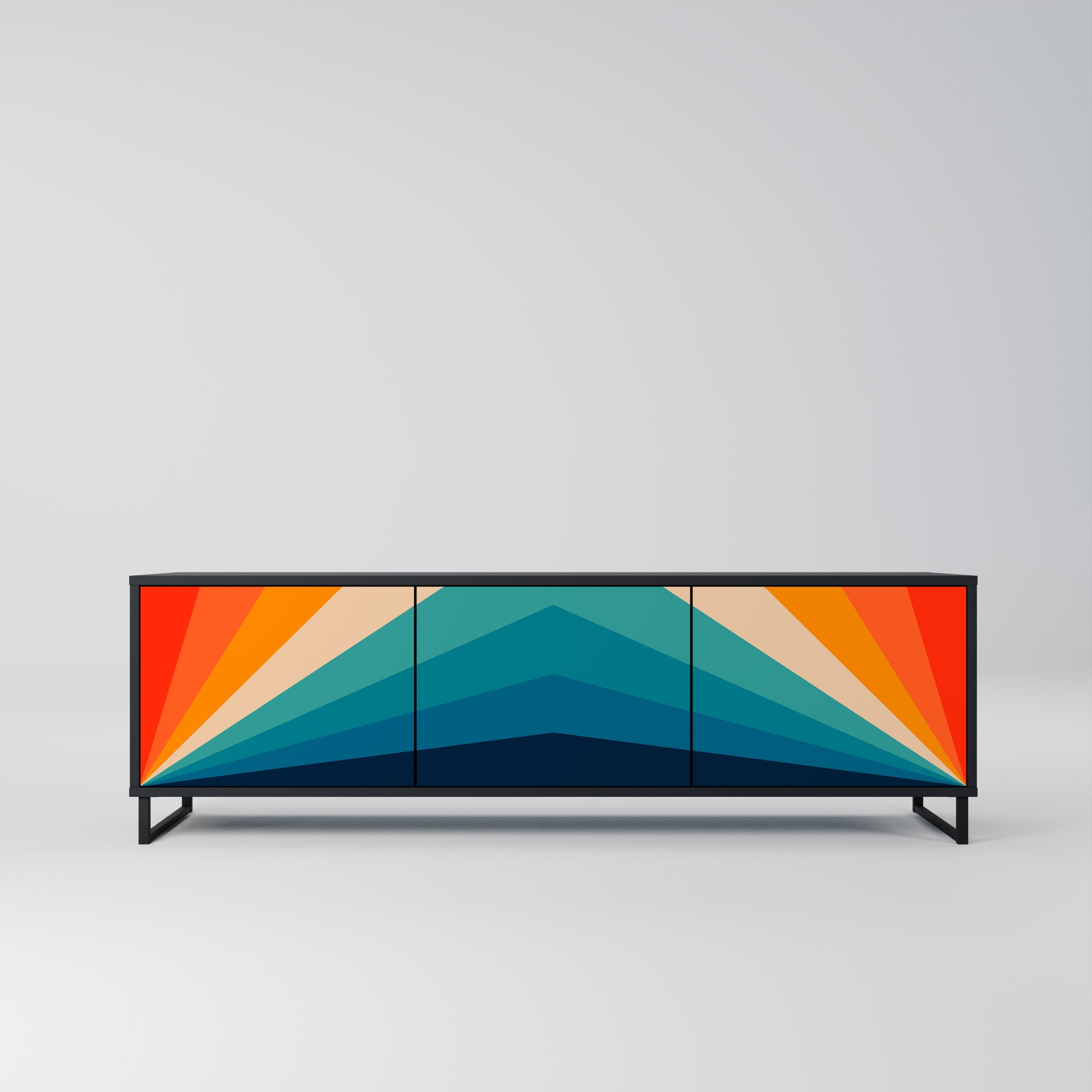 PRISM CONCUSSION 3-Door TV Stand in Black Finish