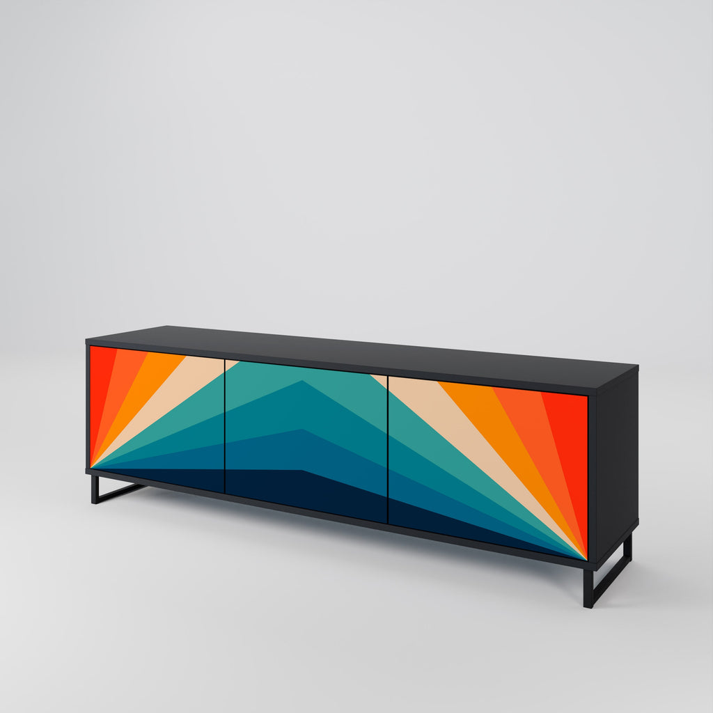 PRISM CONCUSSION 3-Door TV Stand in Black Finish