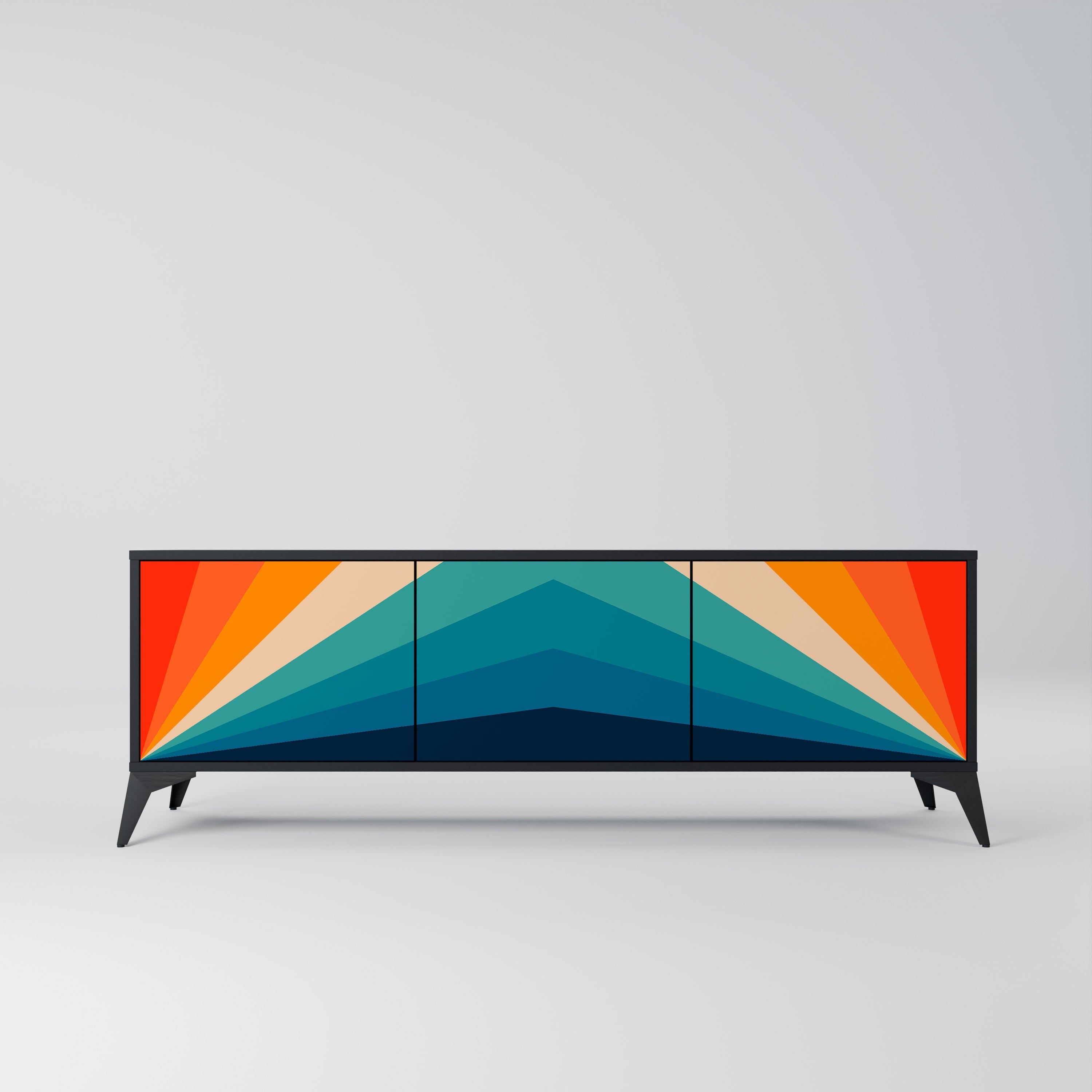 PRISM CONCUSSION 3-Door TV Stand in Black Finish