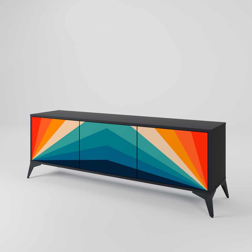 PRISM CONCUSSION 3-Door TV Stand in Black Finish