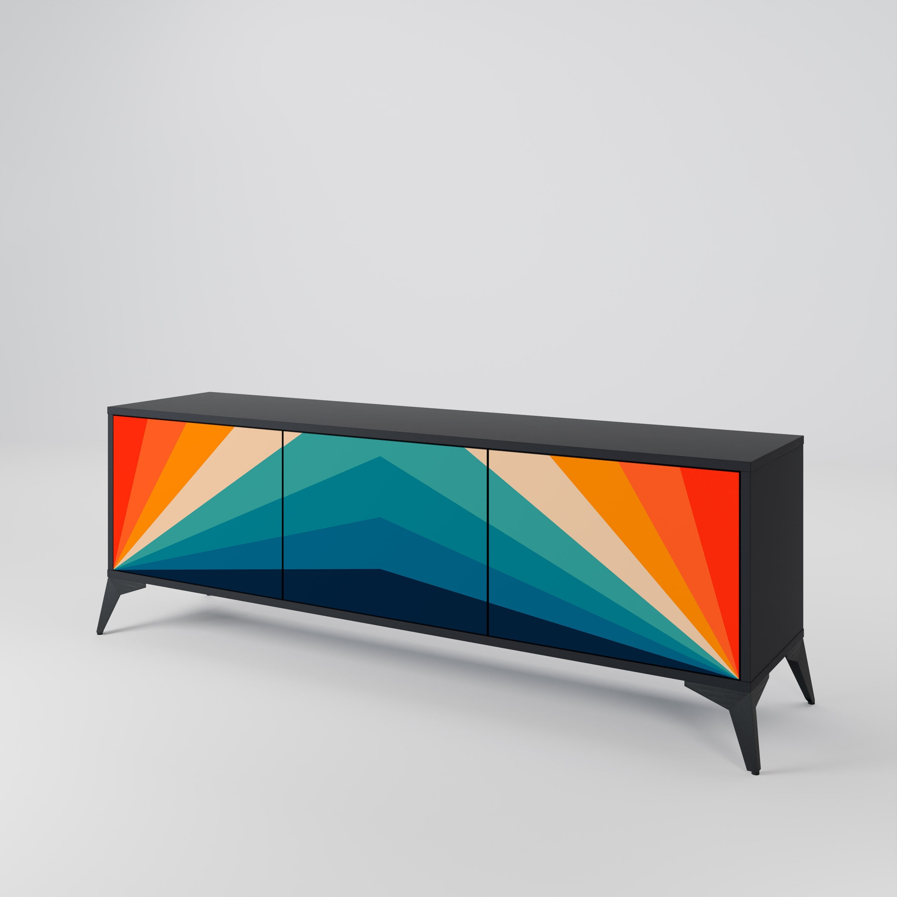 PRISM CONCUSSION 3-Door TV Stand in Black Finish