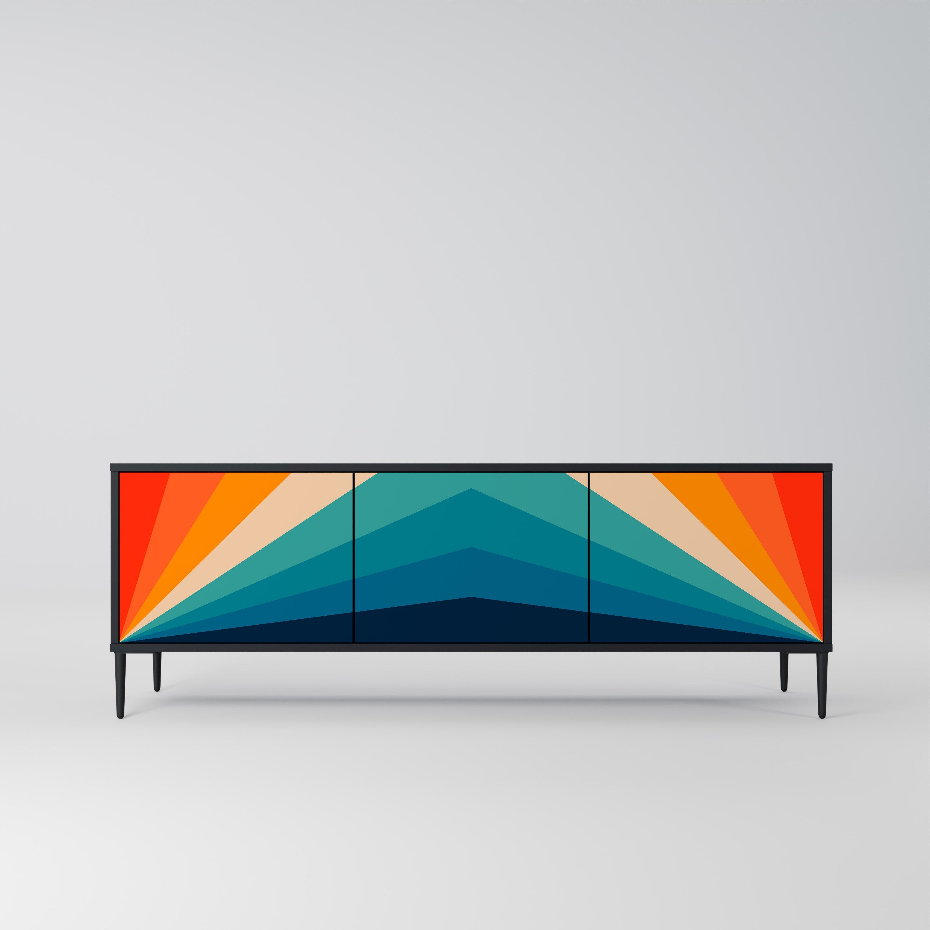 PRISM CONCUSSION 3-Door TV Stand in Black Finish