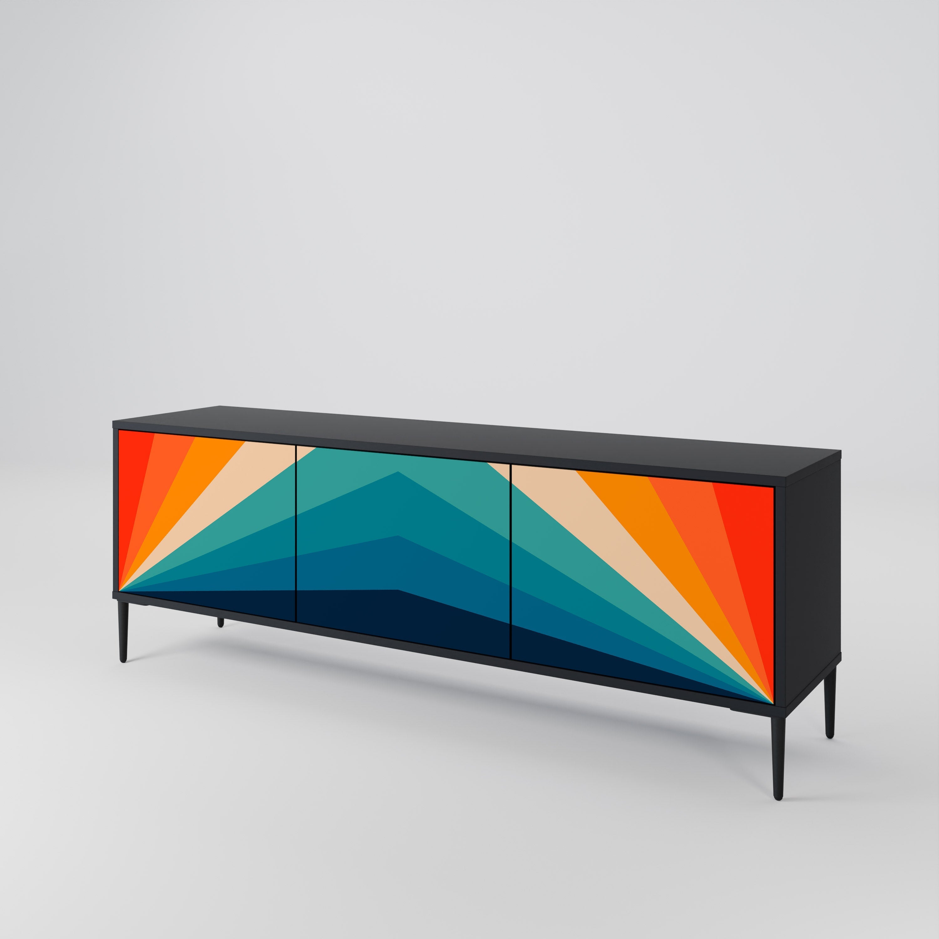 PRISM CONCUSSION 3-Door TV Stand in Black Finish