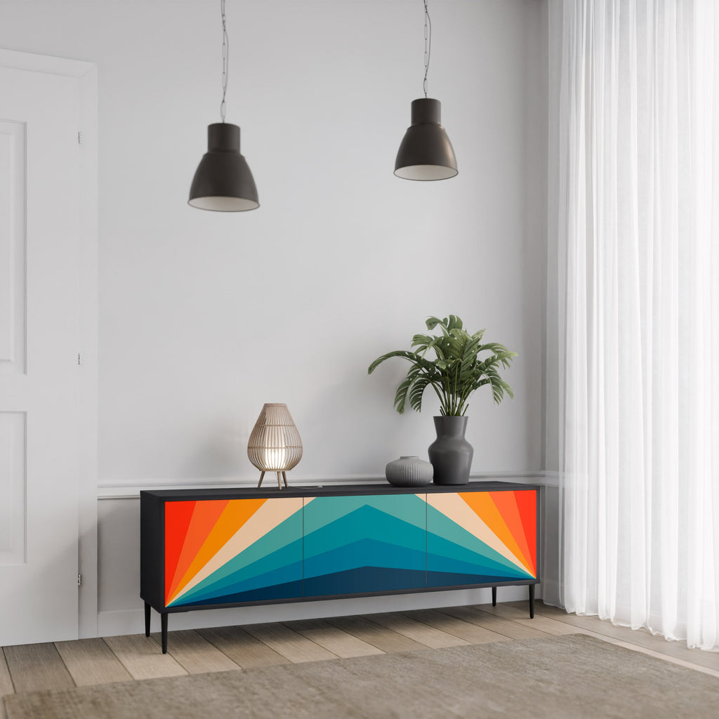 PRISM CONCUSSION 3-Door TV Stand in Black Finish