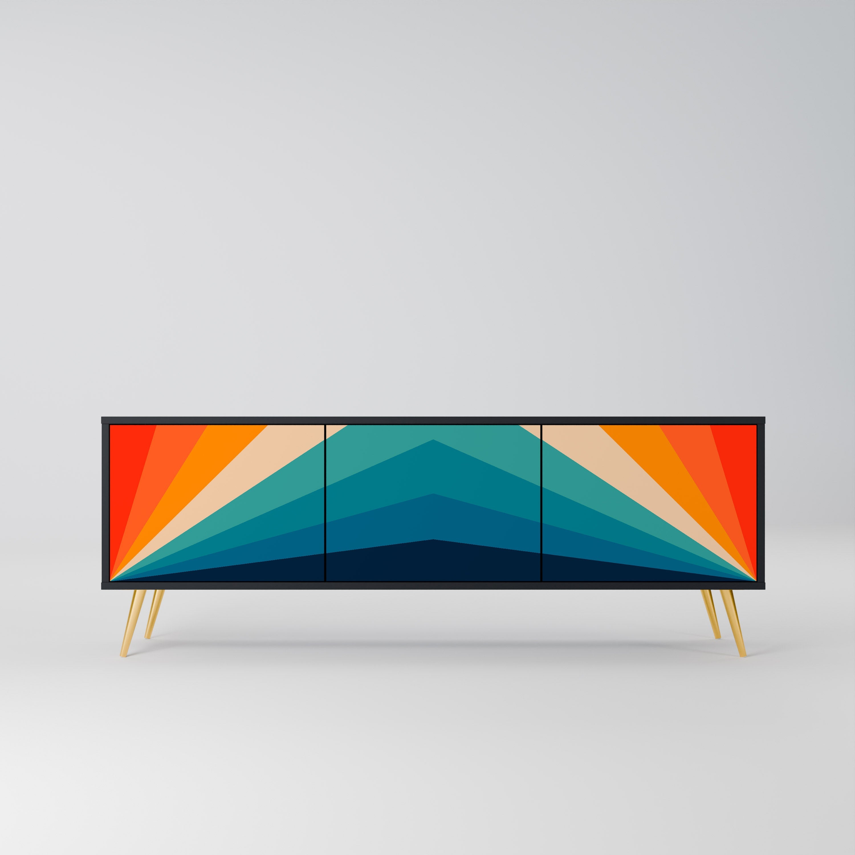 PRISM CONCUSSION 3-Door TV Stand in Black Finish