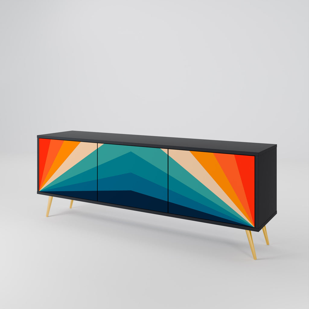 PRISM CONCUSSION 3-Door TV Stand in Black Finish