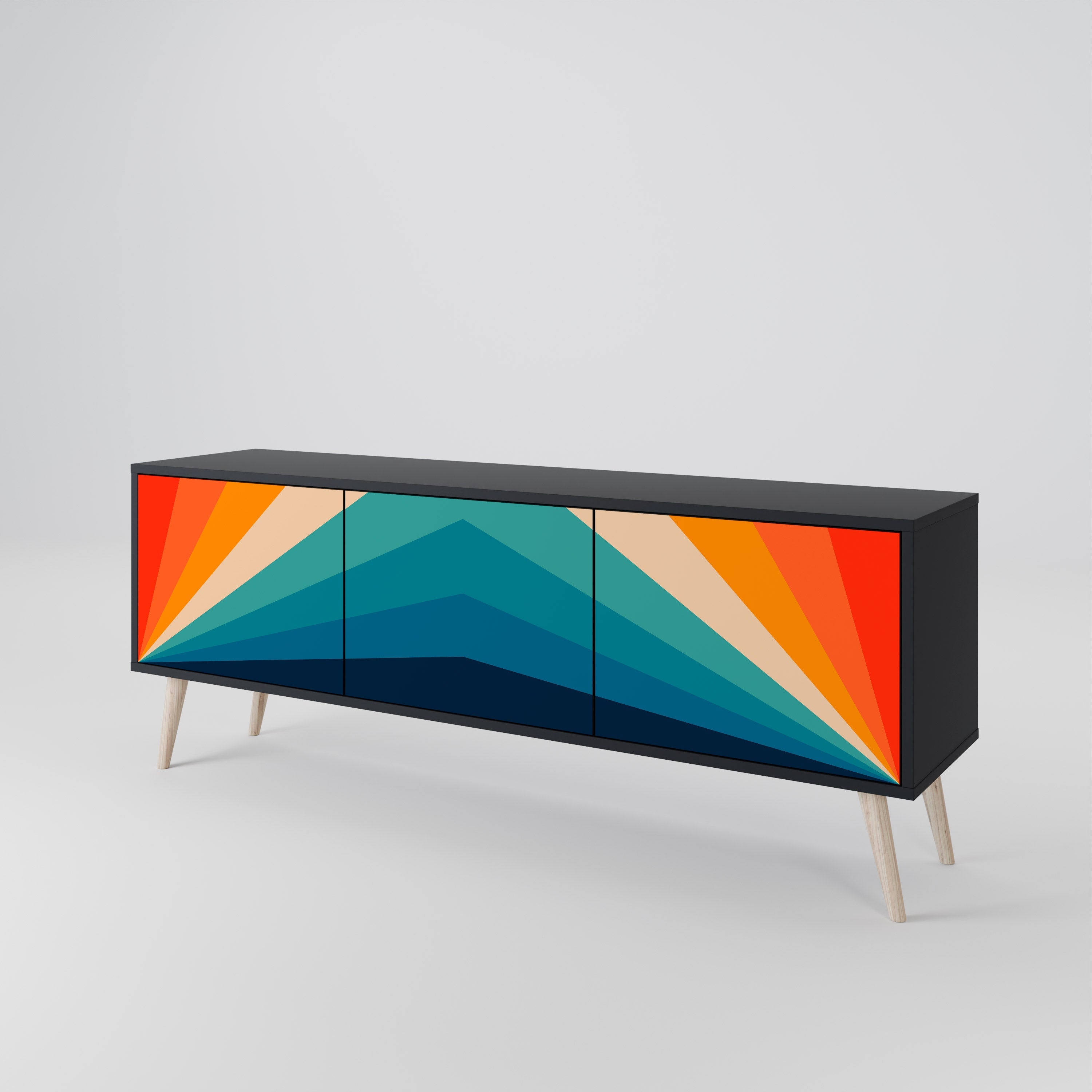 PRISM CONCUSSION 3-Door TV Stand in Black Finish