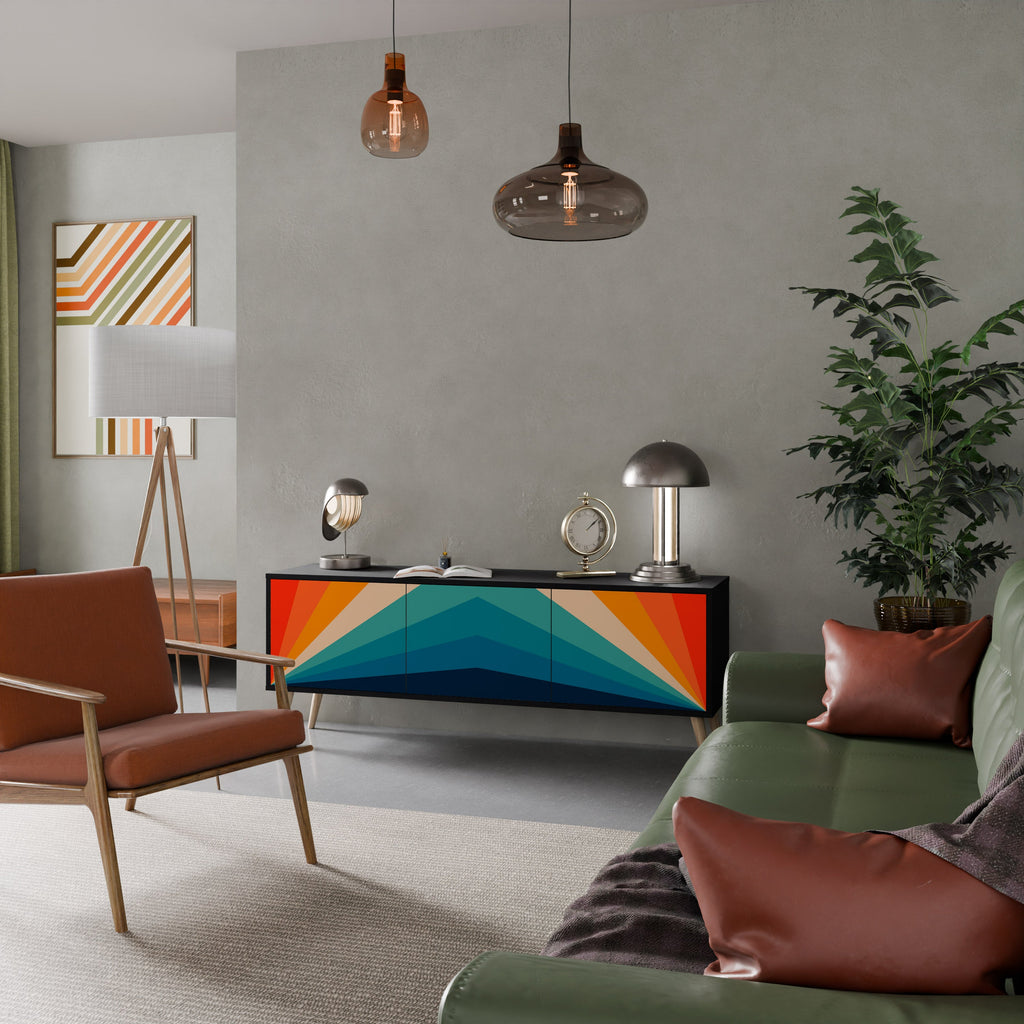 PRISM CONCUSSION 3-Door TV Stand in Black Finish