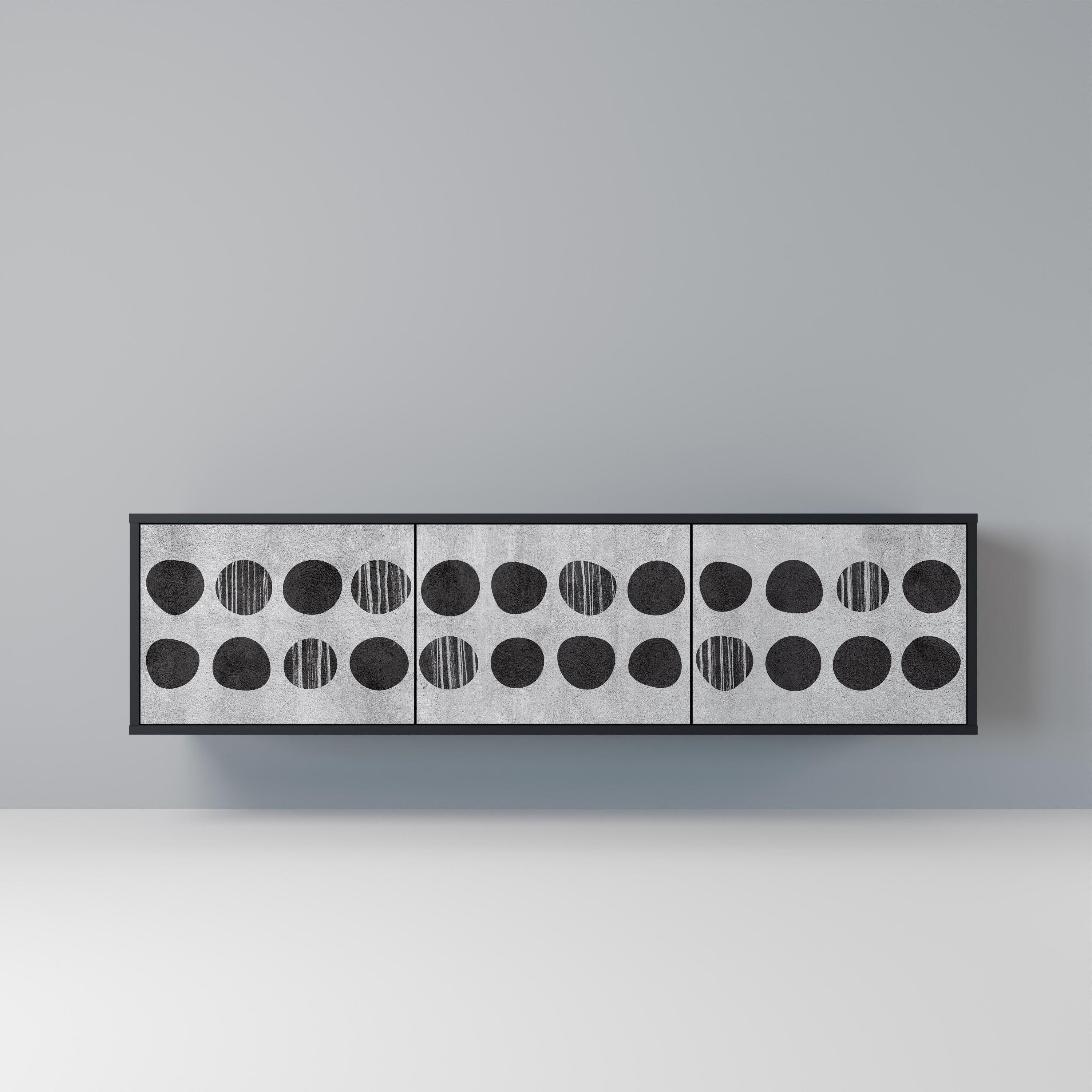 GHOSTLY GRADIENTS 3-Door TV Stand in Black Finish