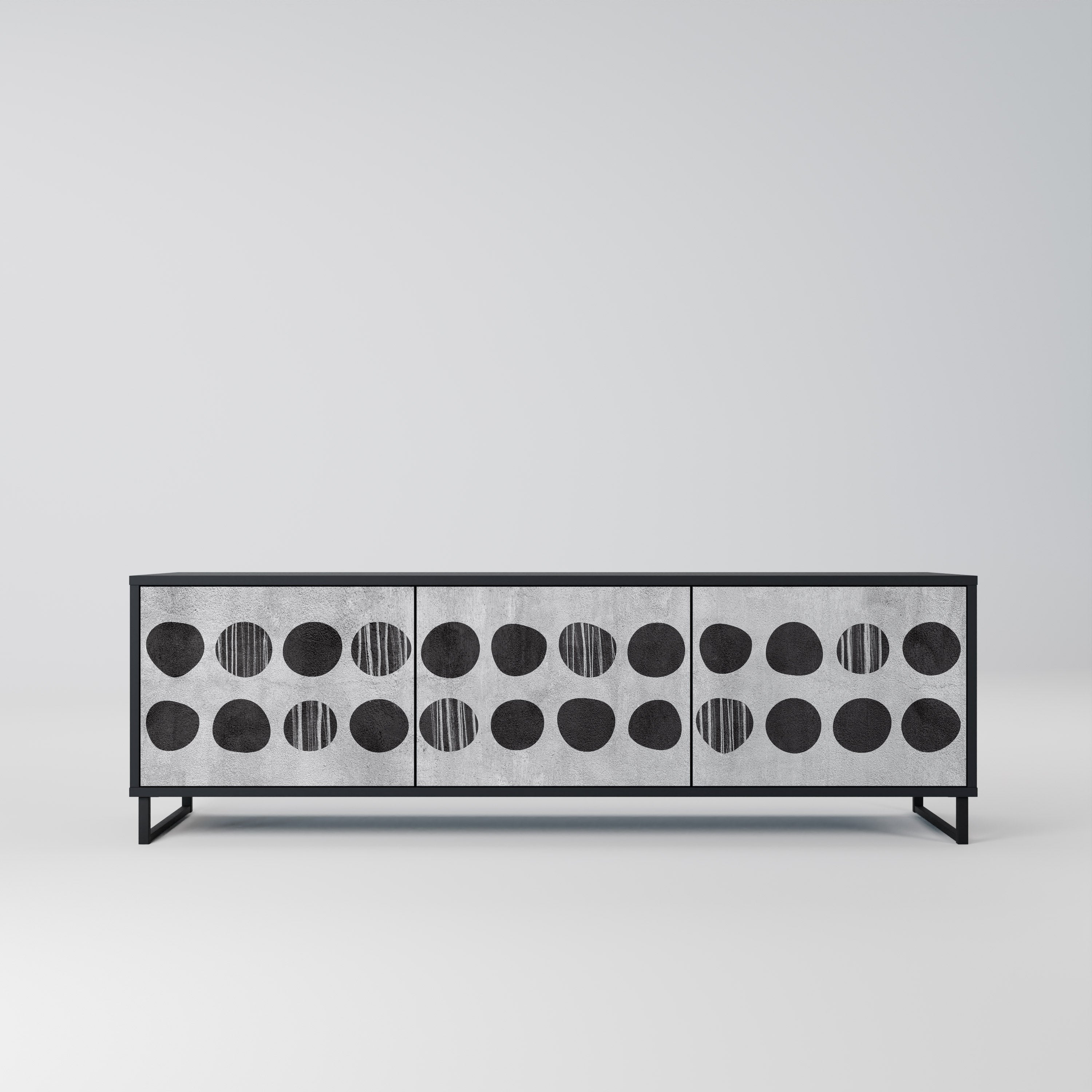 GHOSTLY GRADIENTS 3-Door TV Stand in Black Finish