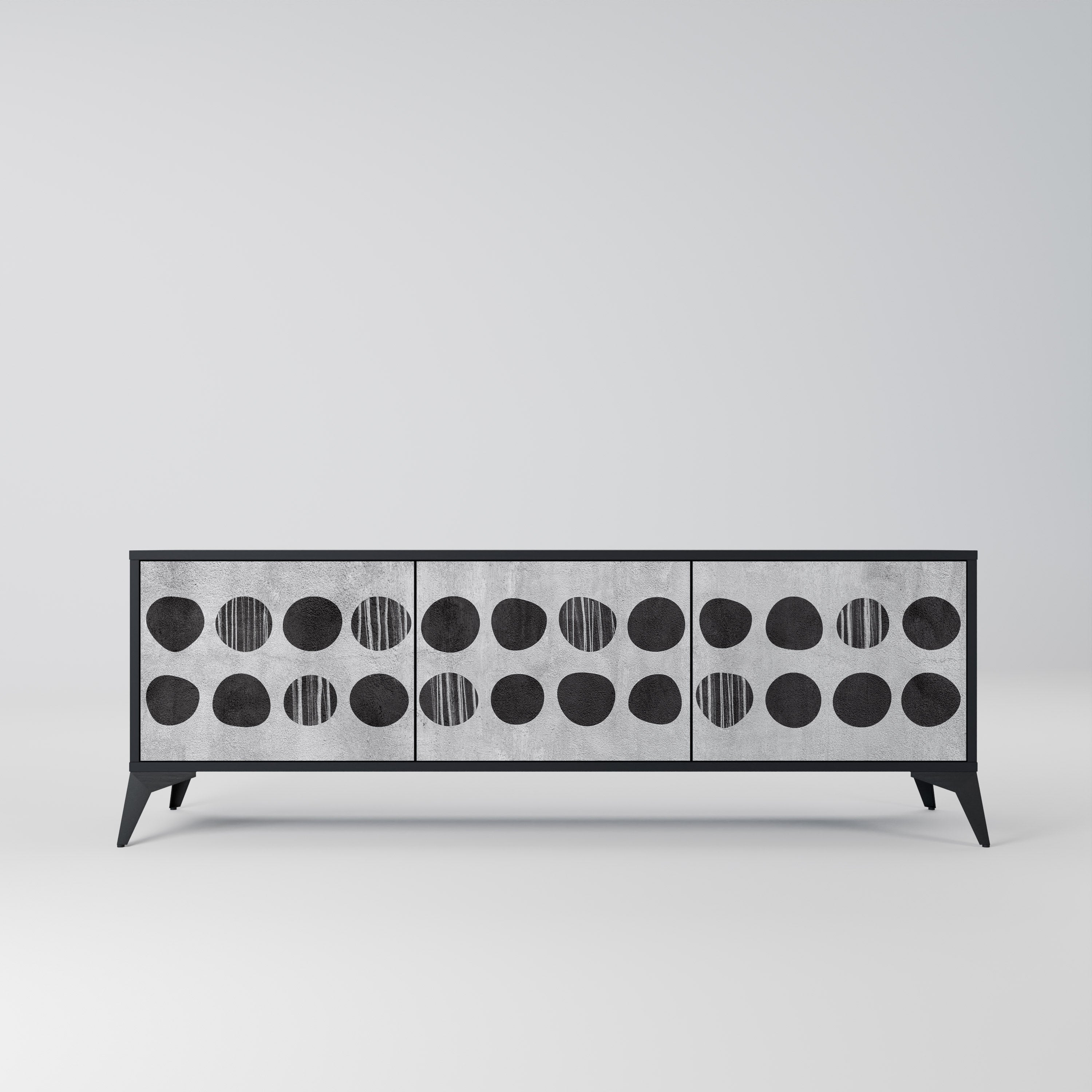 GHOSTLY GRADIENTS 3-Door TV Stand in Black Finish