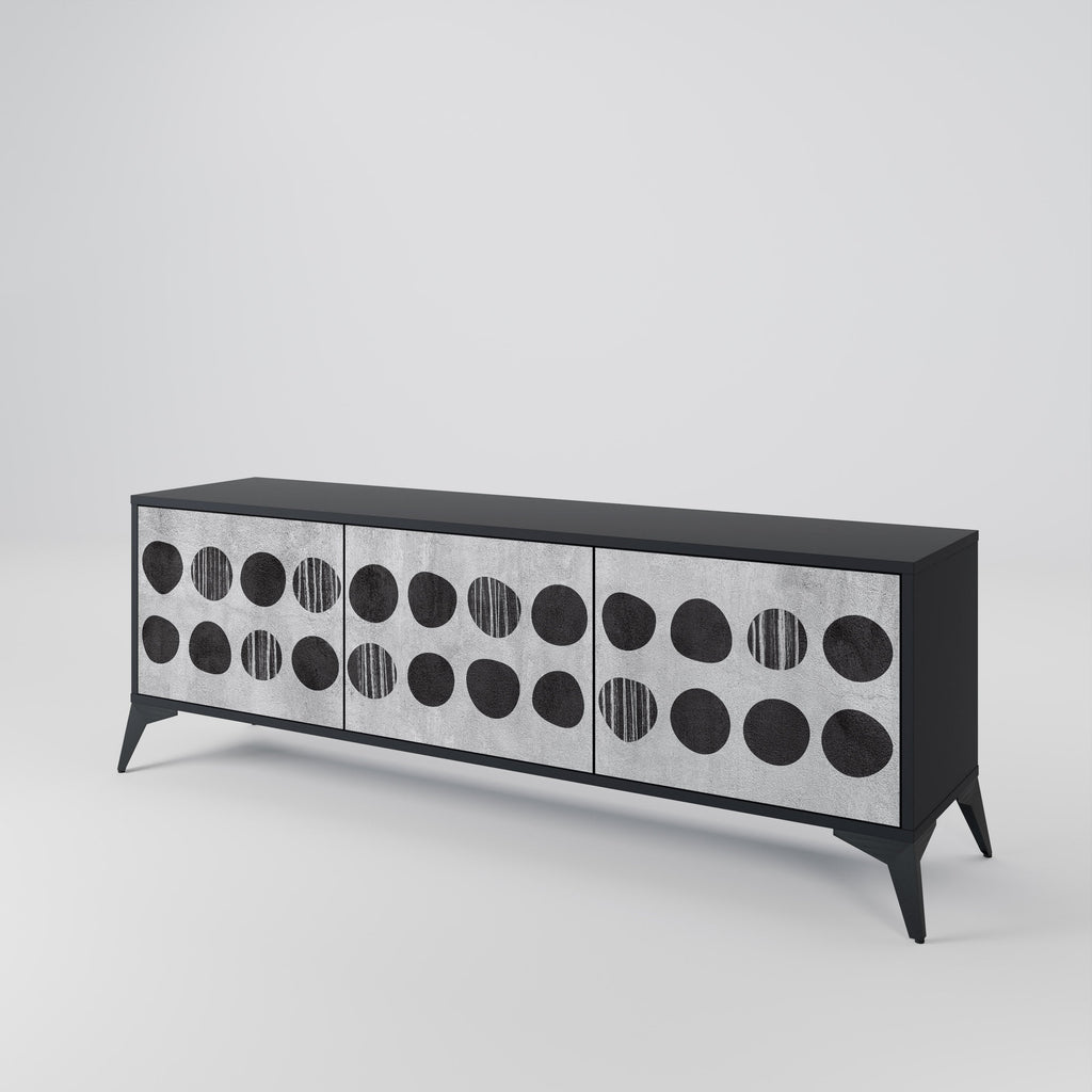 GHOSTLY GRADIENTS 3-Door TV Stand in Black Finish