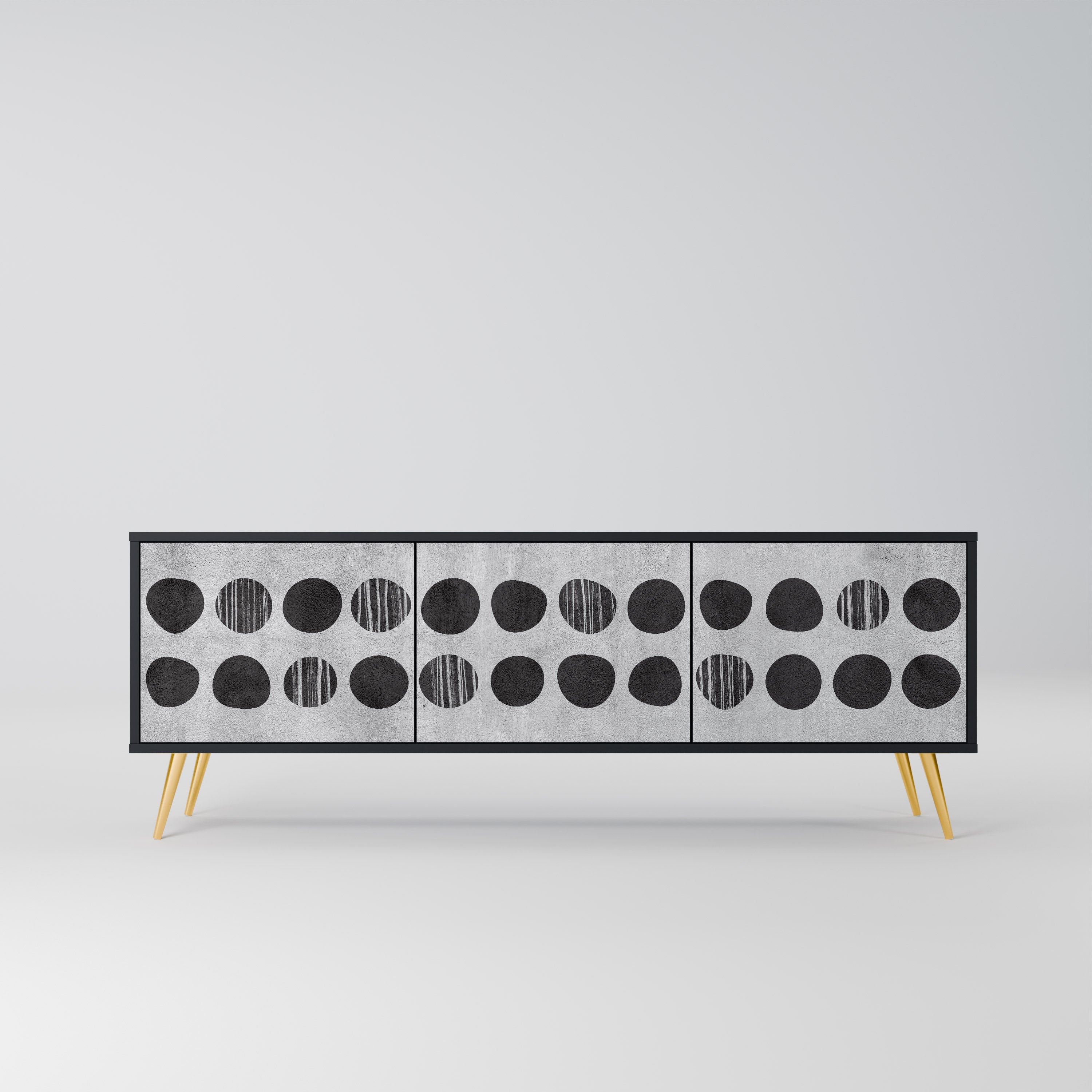 GHOSTLY GRADIENTS 3-Door TV Stand in Black Finish