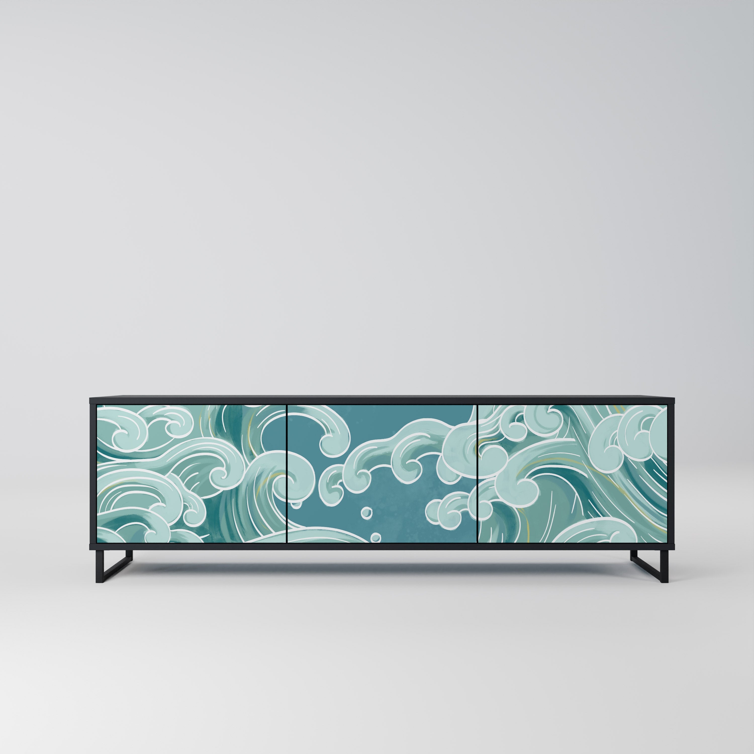 ASIAN SWAY 3-Door TV Stand in Black Finish