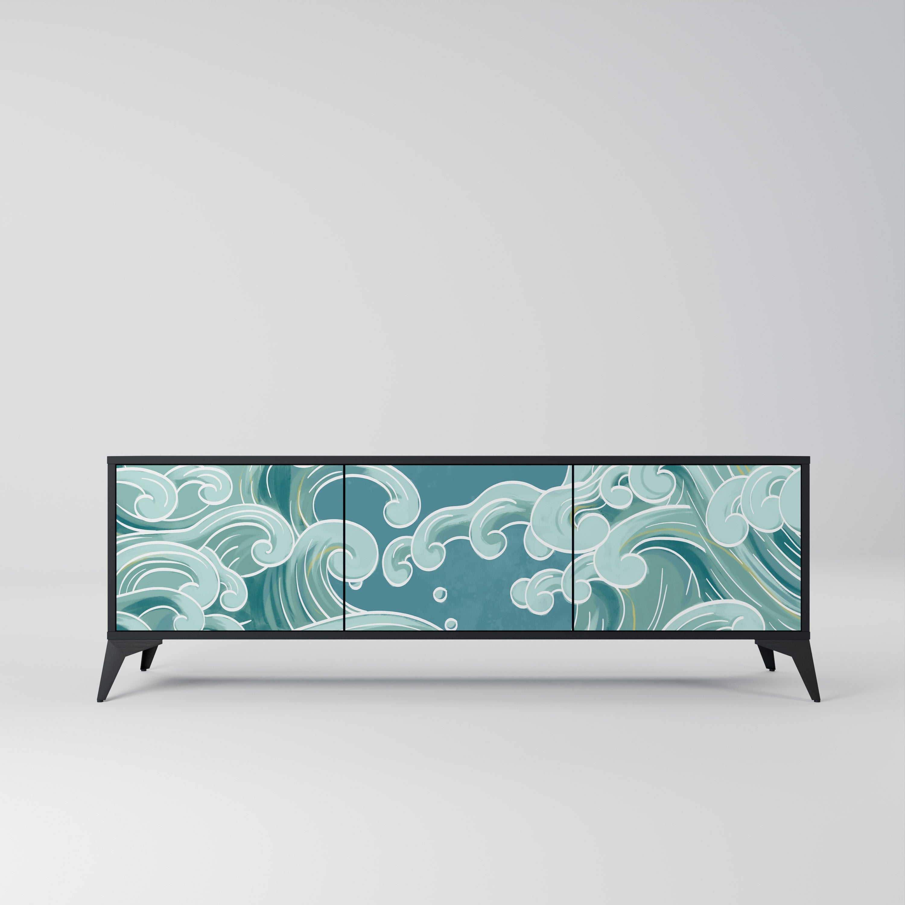 ASIAN SWAY 3-Door TV Stand in Black Finish