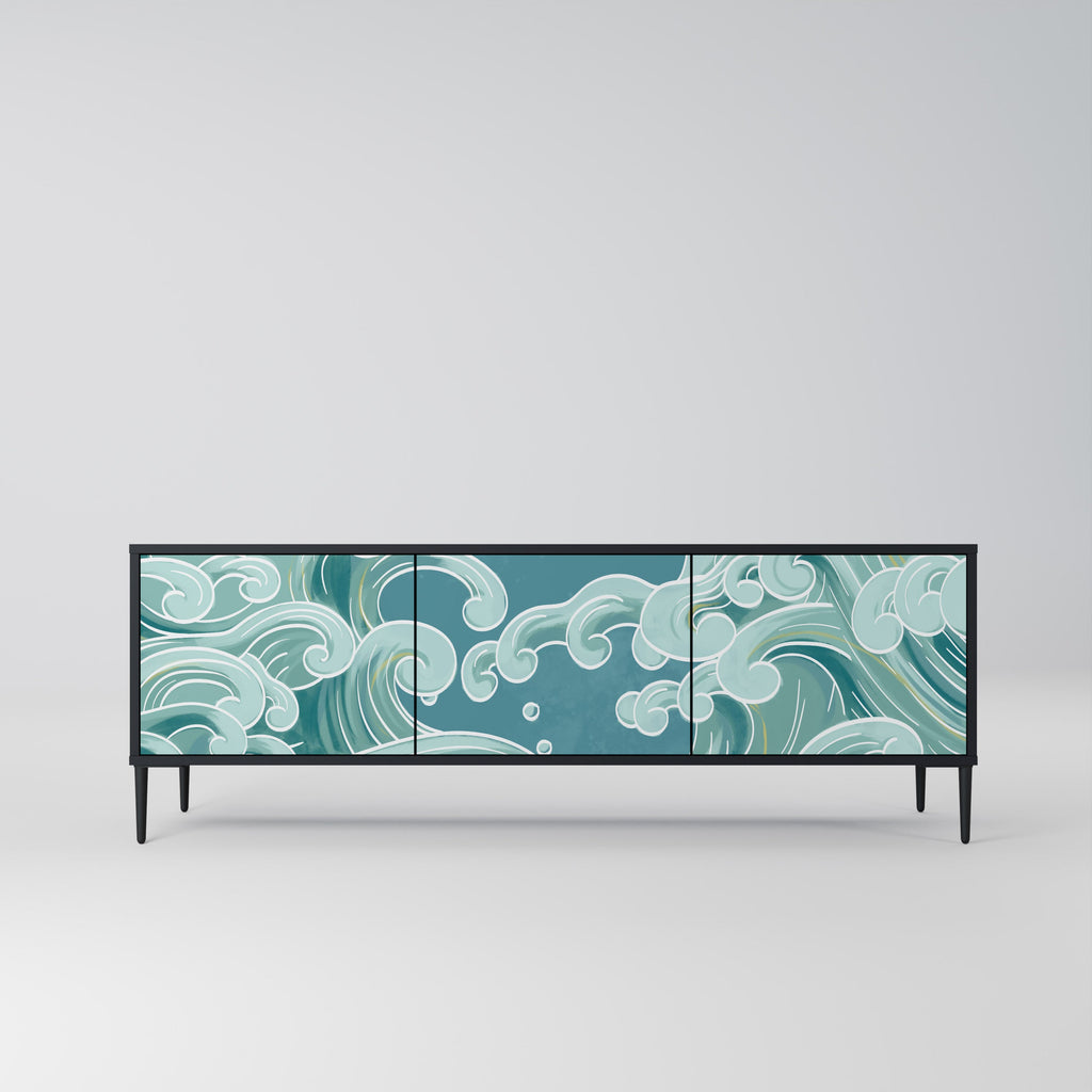 ASIAN SWAY 3-Door TV Stand in Black Finish