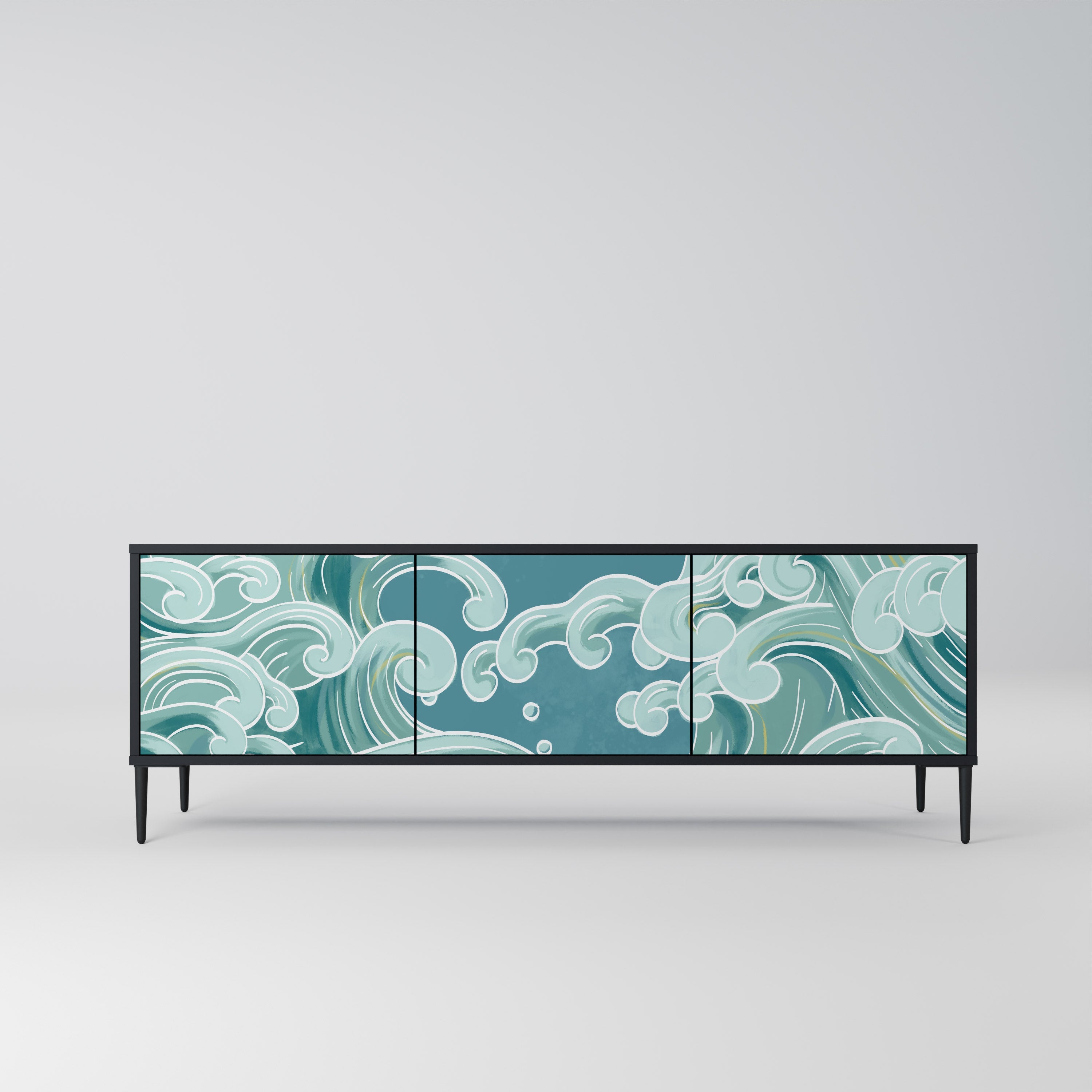 ASIAN SWAY 3-Door TV Stand in Black Finish