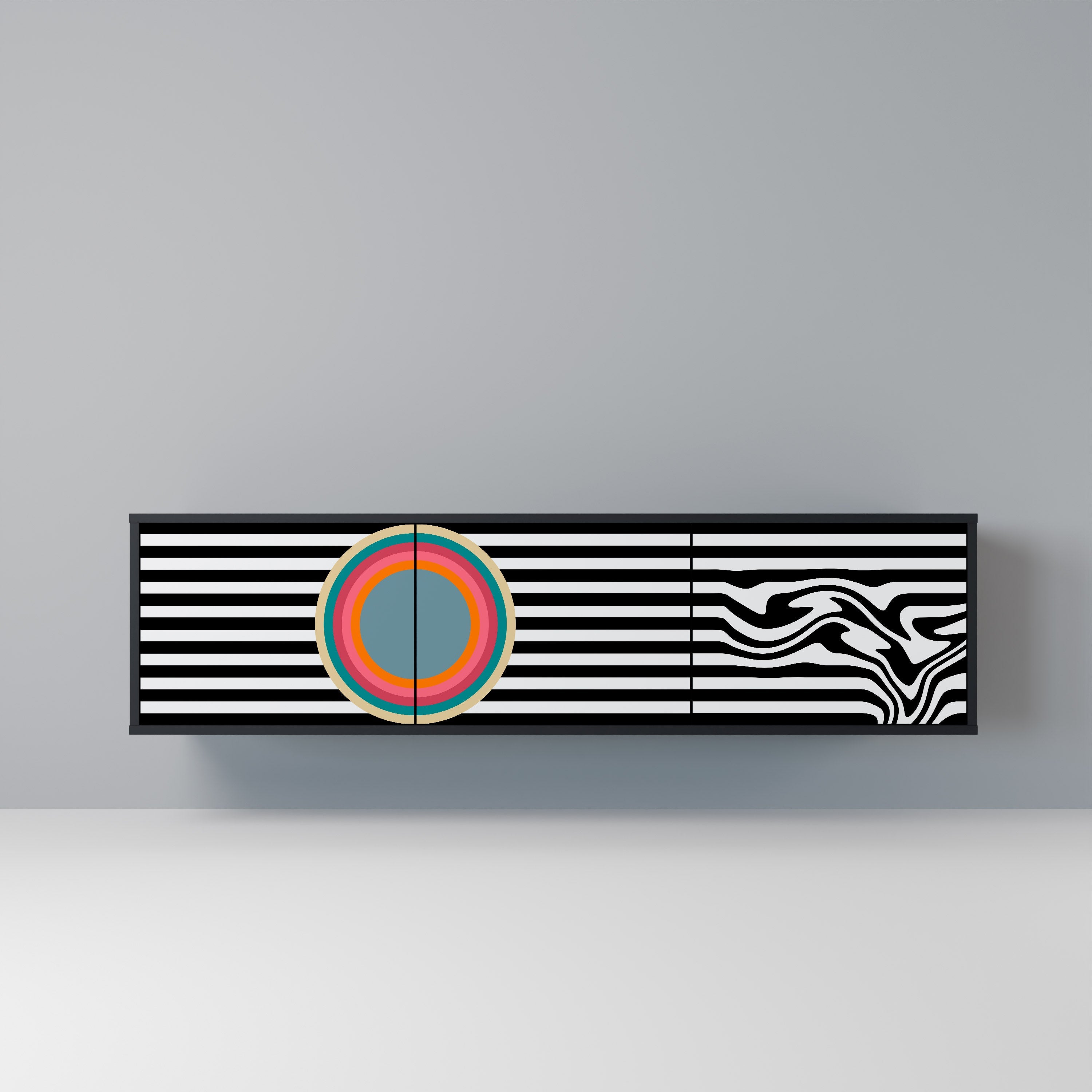 SPECTRA SHOWCASE 3-Door TV Stand in Black Finish