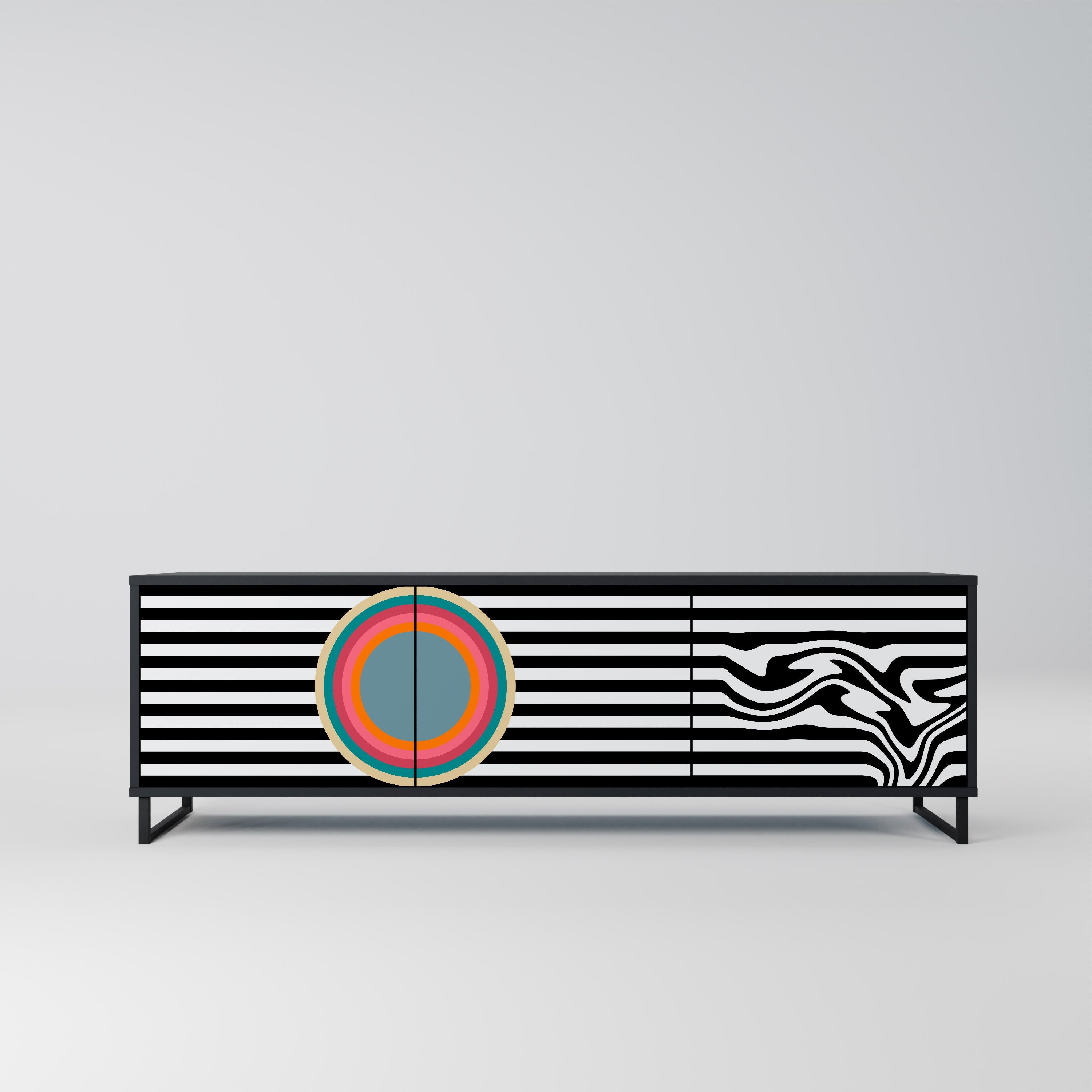 SPECTRA SHOWCASE 3-Door TV Stand in Black Finish