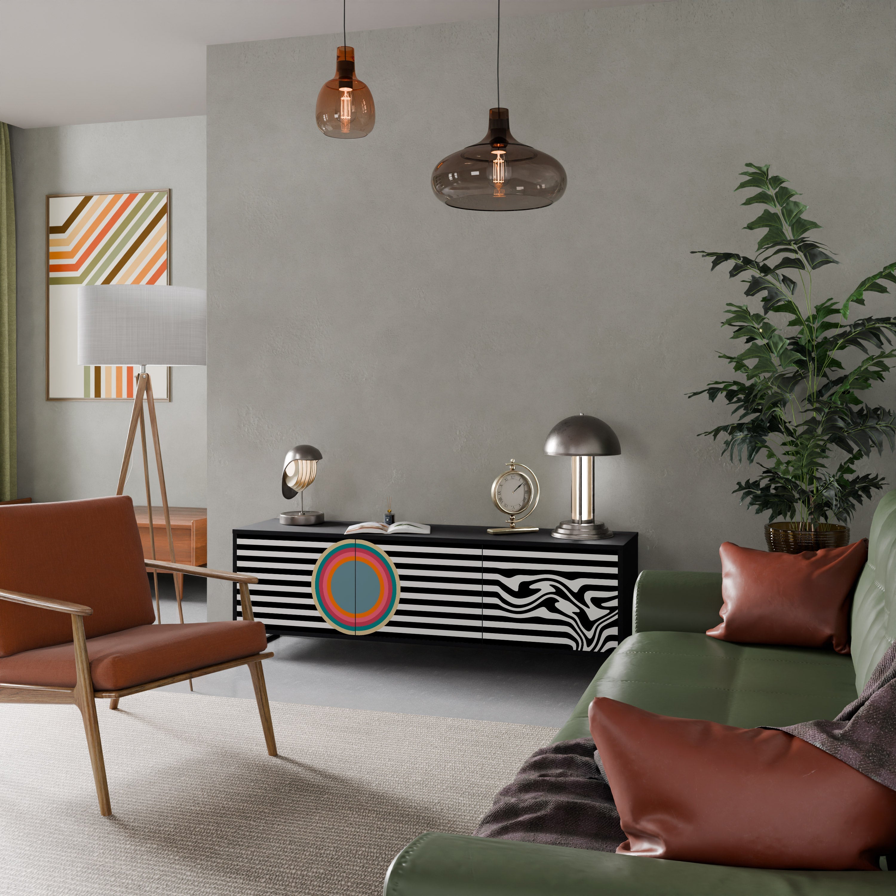 SPECTRA SHOWCASE 3-Door TV Stand in Black Finish