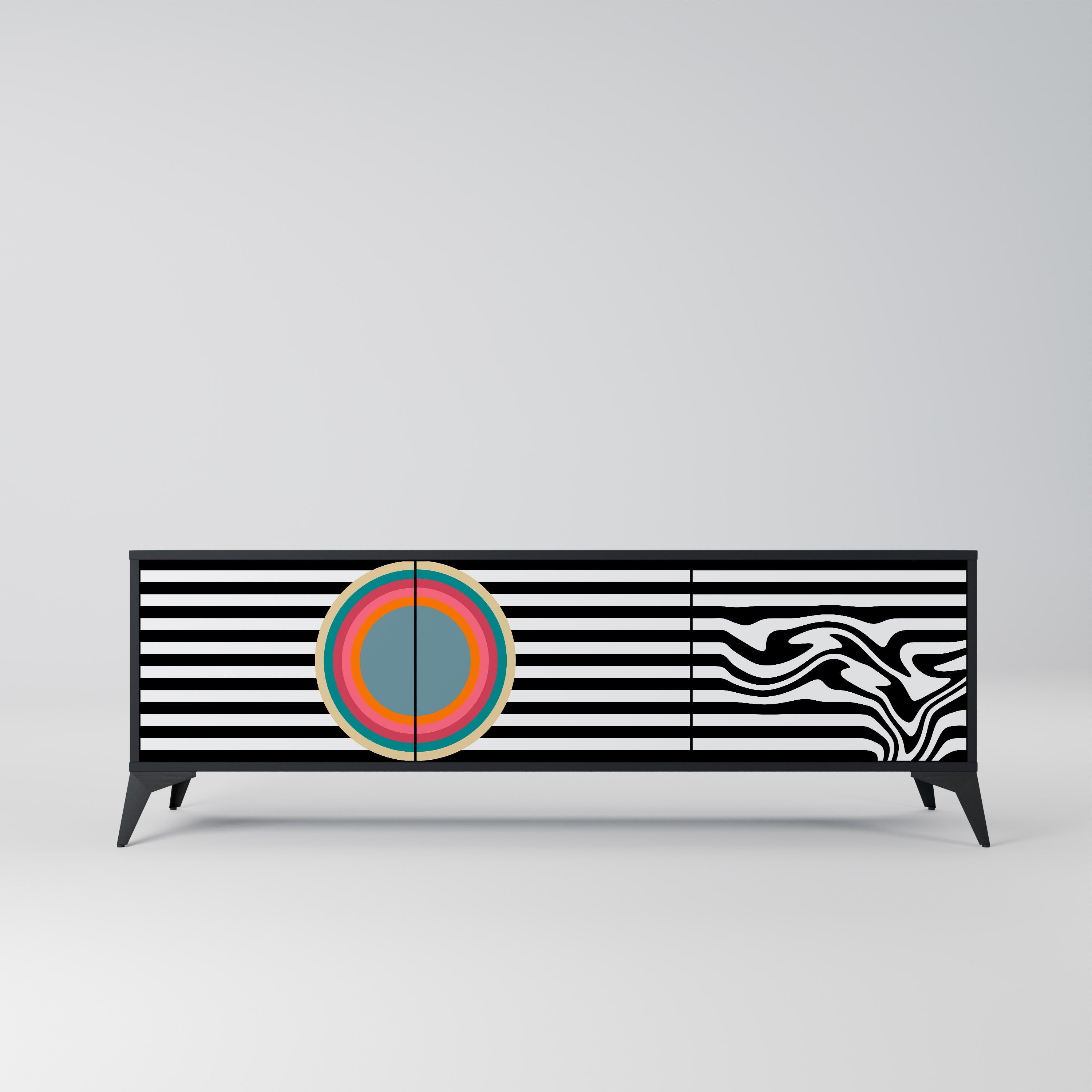 SPECTRA SHOWCASE 3-Door TV Stand in Black Finish