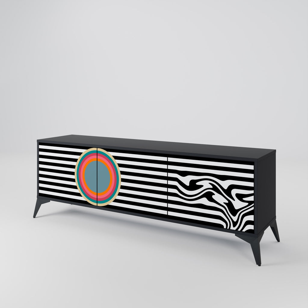 SPECTRA SHOWCASE 3-Door TV Stand in Black Finish