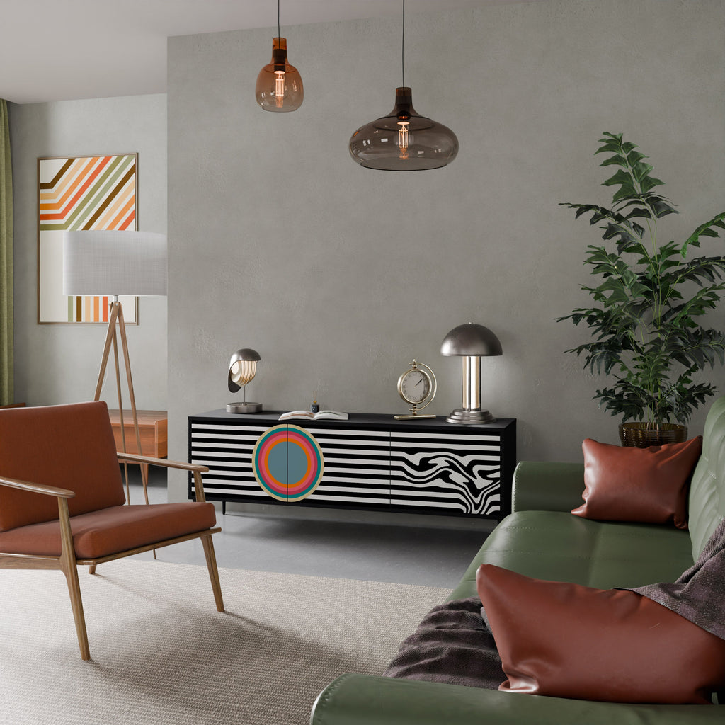 SPECTRA SHOWCASE 3-Door TV Stand in Black Finish