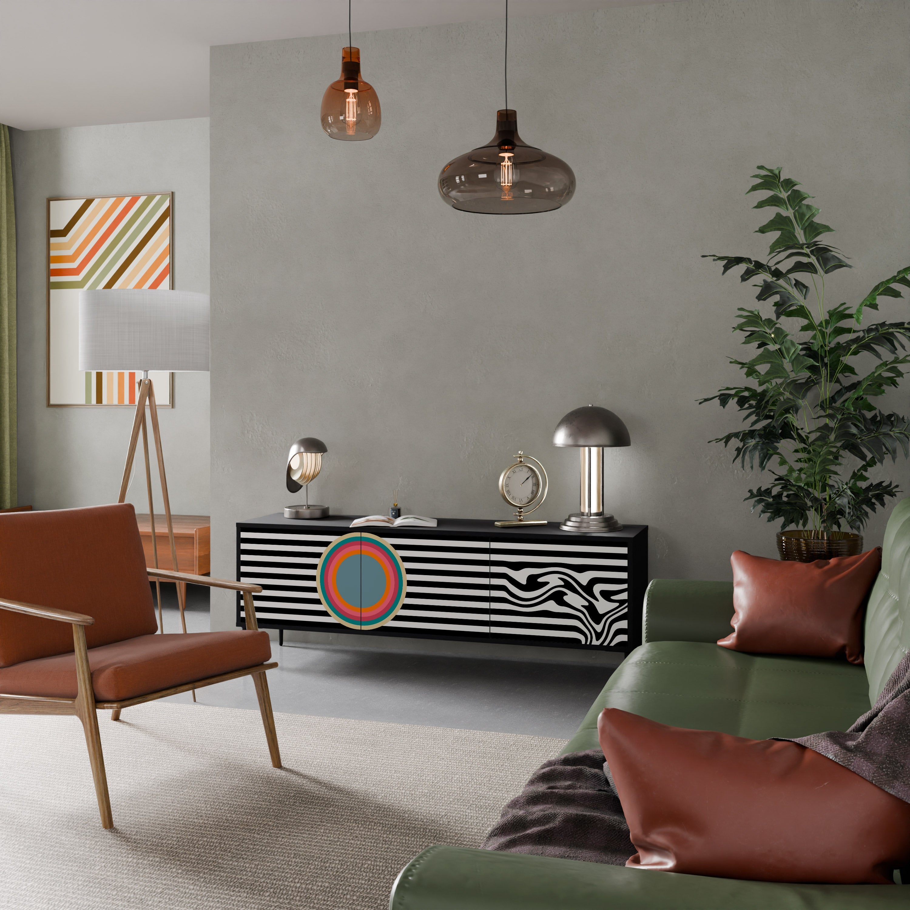 SPECTRA SHOWCASE 3-Door TV Stand in Black Finish