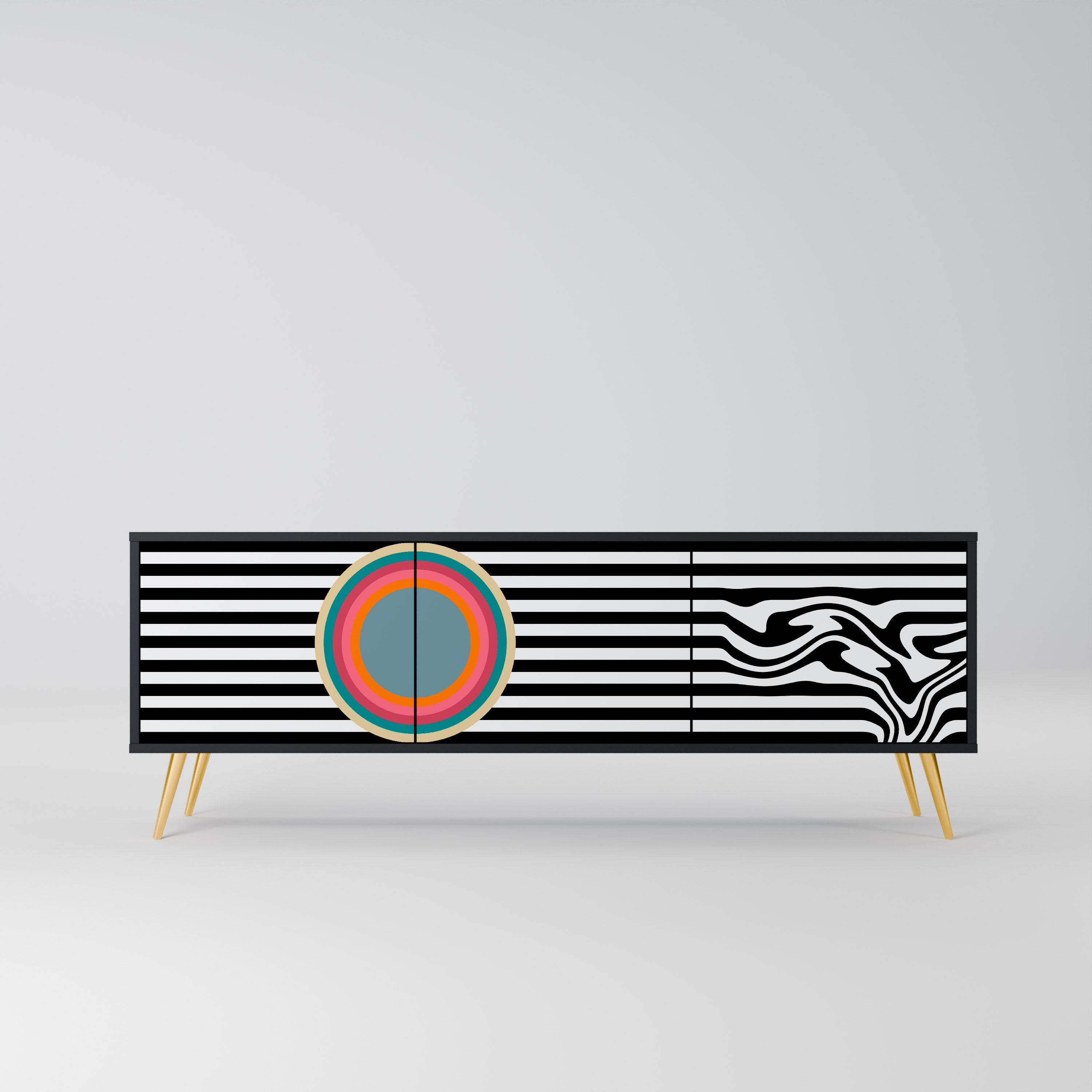 SPECTRA SHOWCASE 3-Door TV Stand in Black Finish