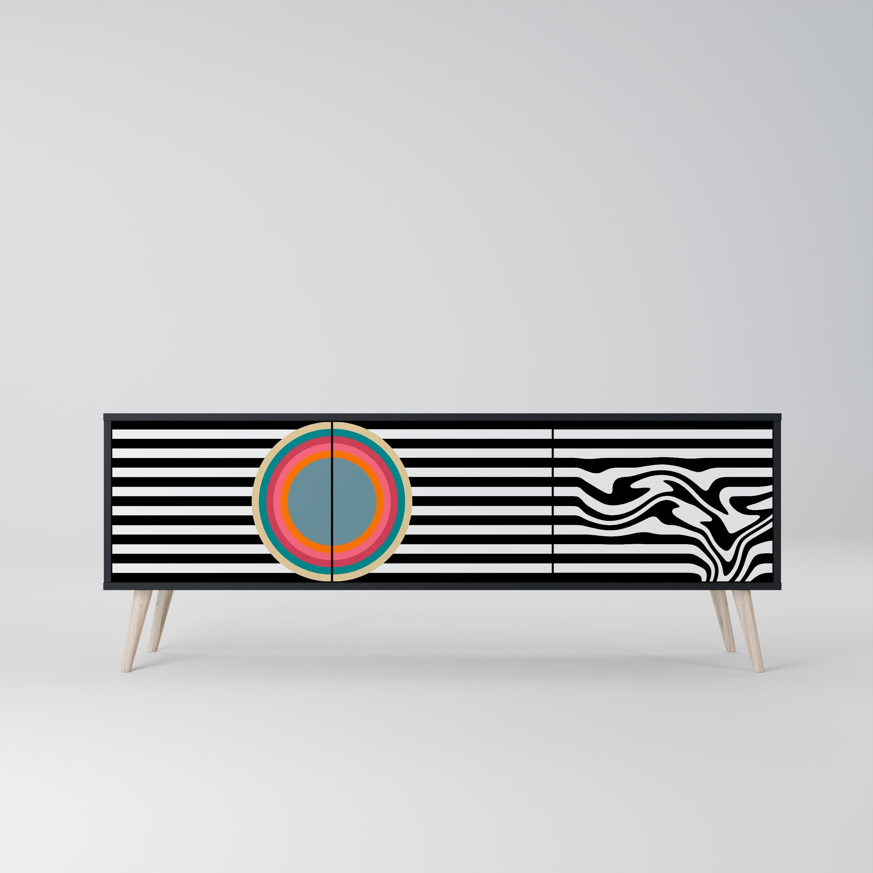 SPECTRA SHOWCASE 3-Door TV Stand in Black Finish