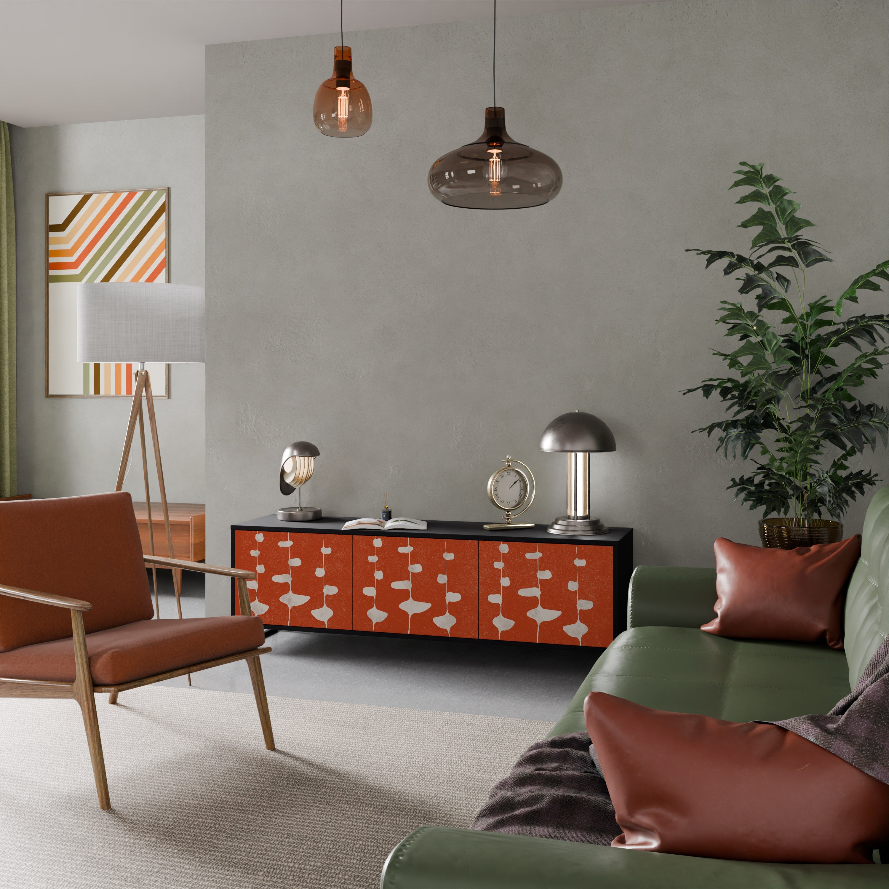 Meuble TV 3 portes COURAGE MOLD finition noire