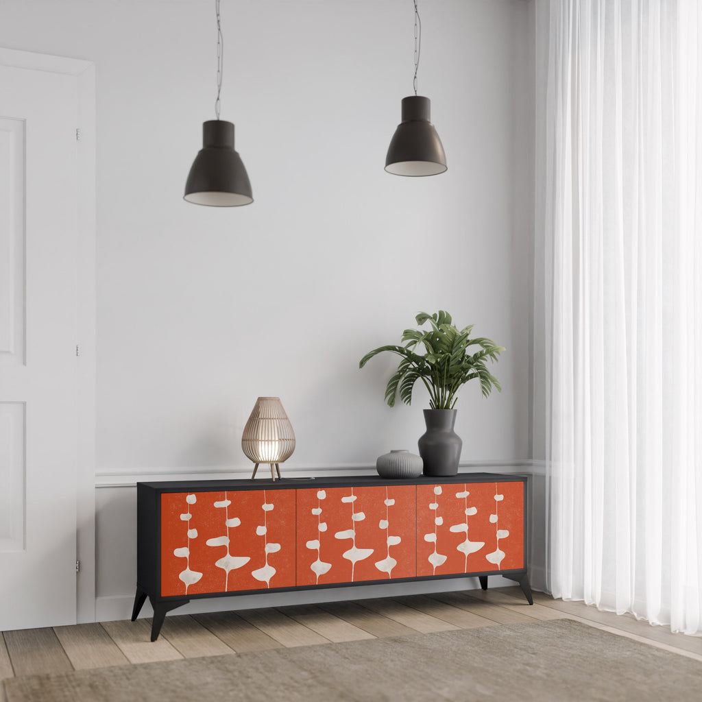 COURAGE MOLD 3-Door TV Stand in Black Finish