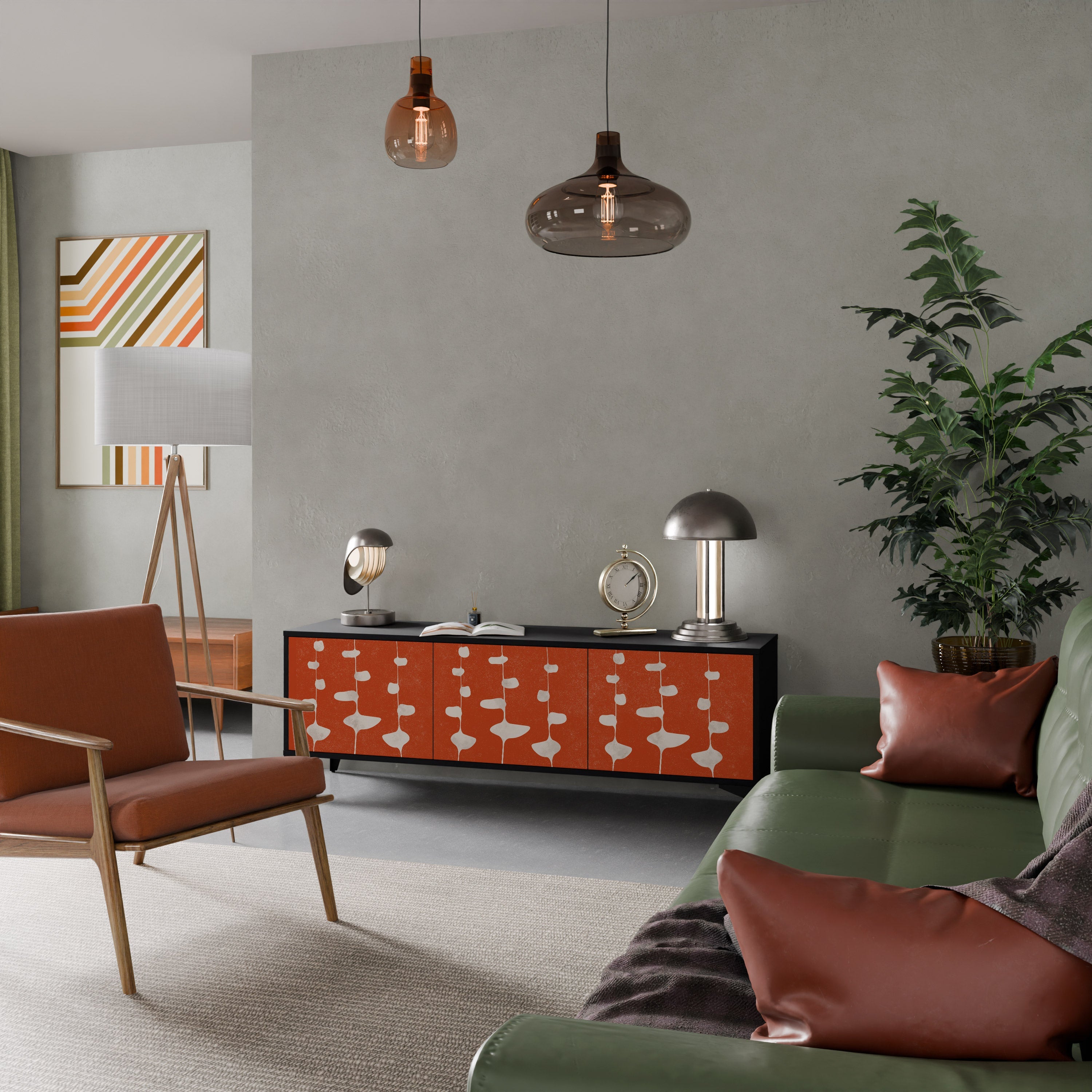 Meuble TV 3 portes COURAGE MOLD finition noire