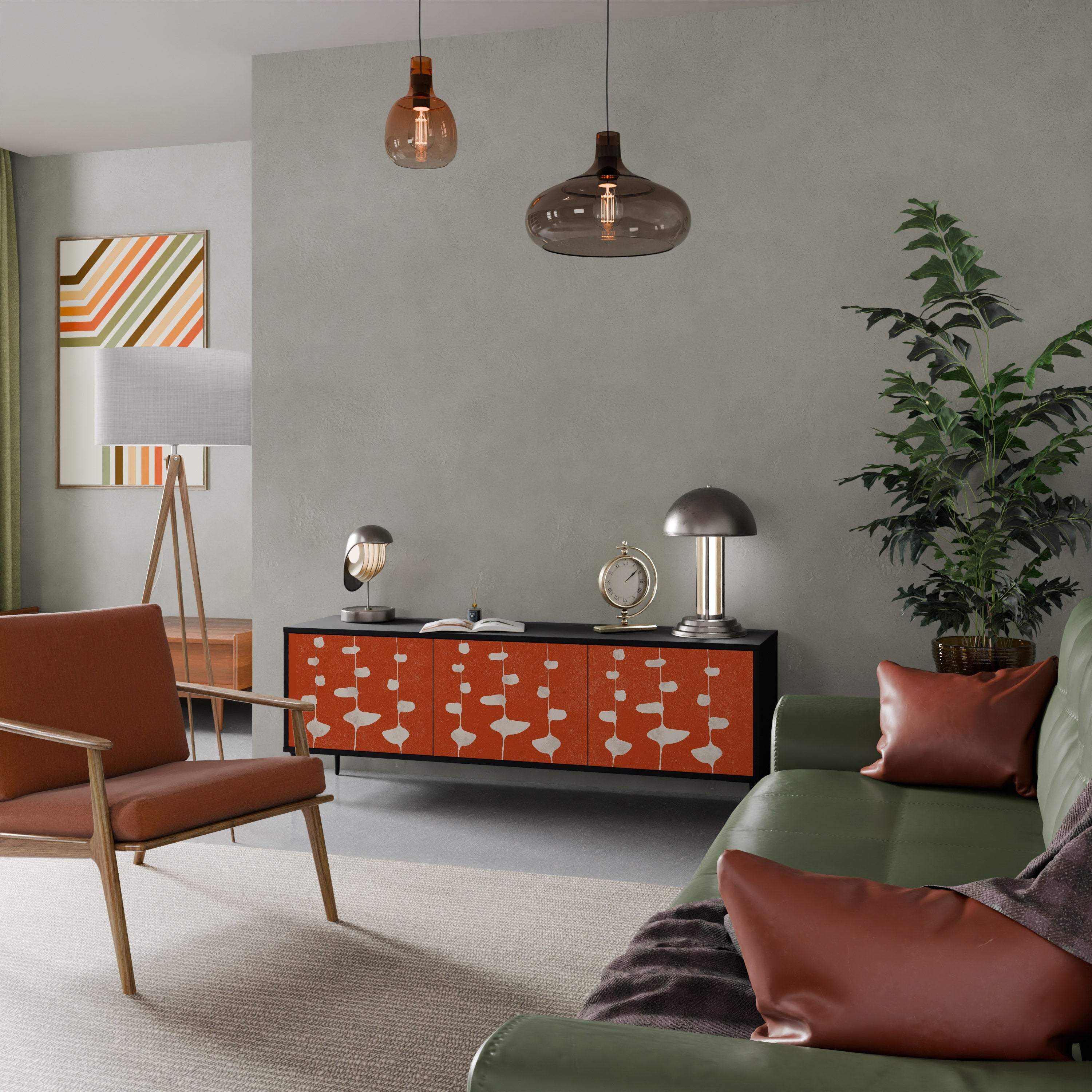 Meuble TV 3 portes COURAGE MOLD finition noire