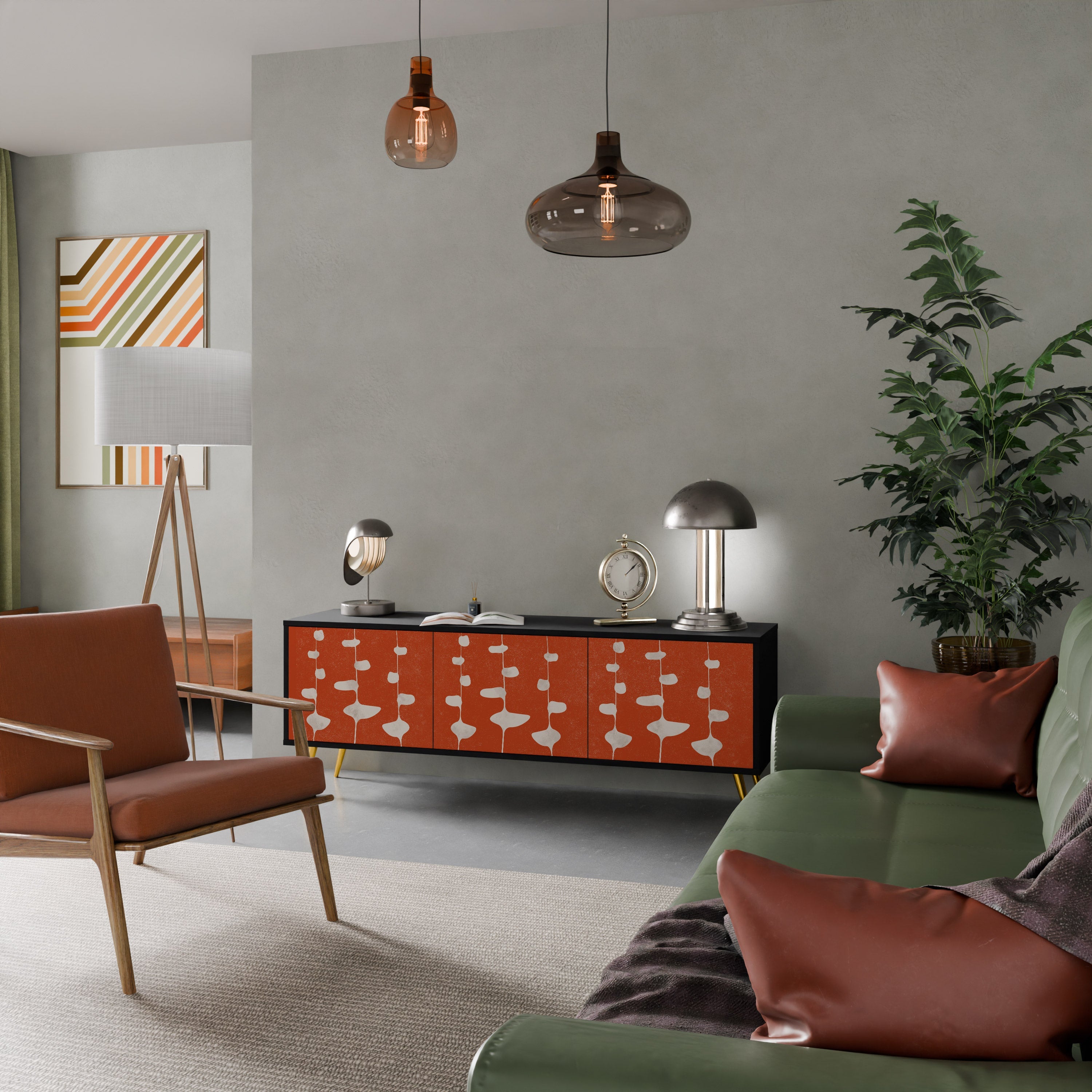 Meuble TV 3 portes COURAGE MOLD finition noire