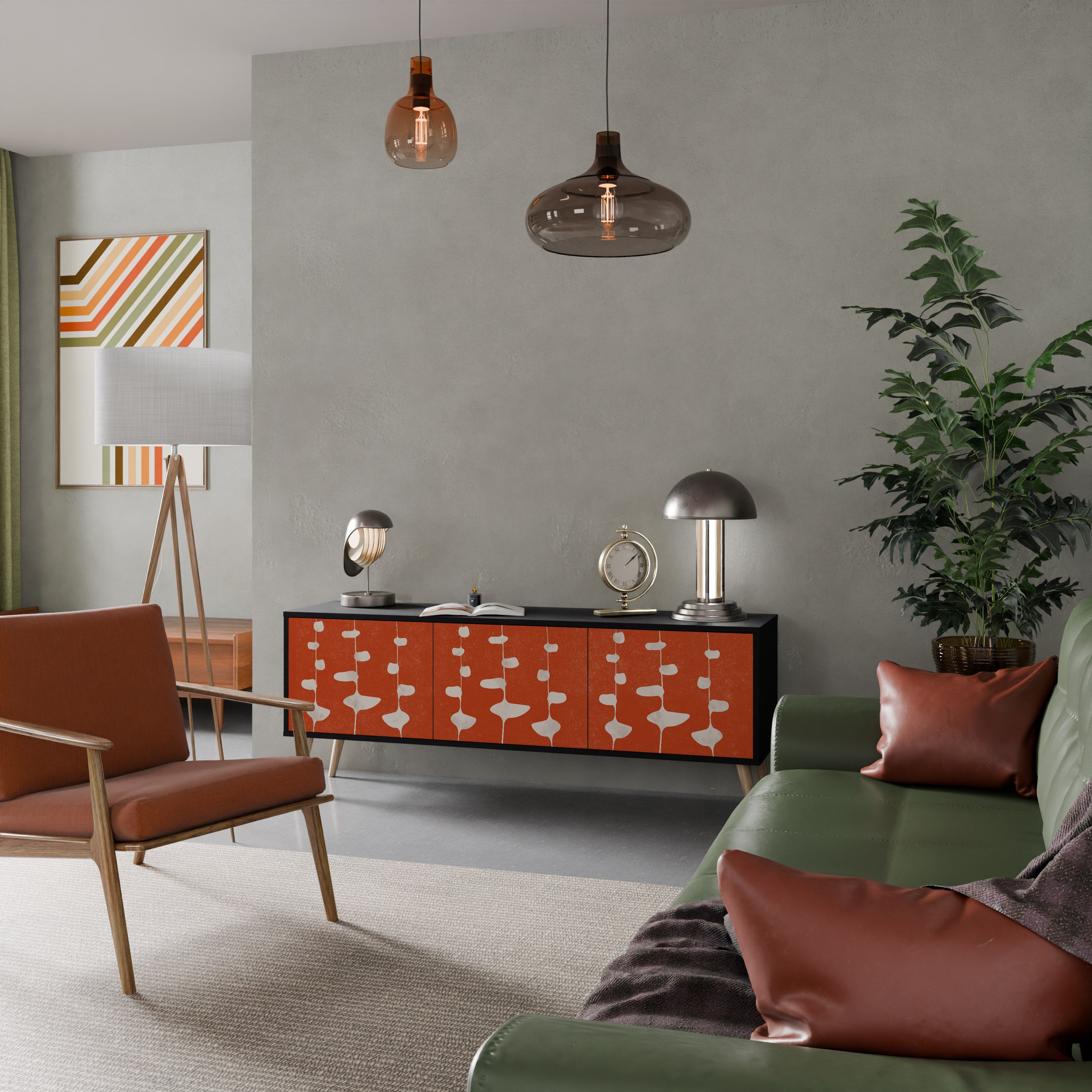 Meuble TV 3 portes COURAGE MOLD finition noire