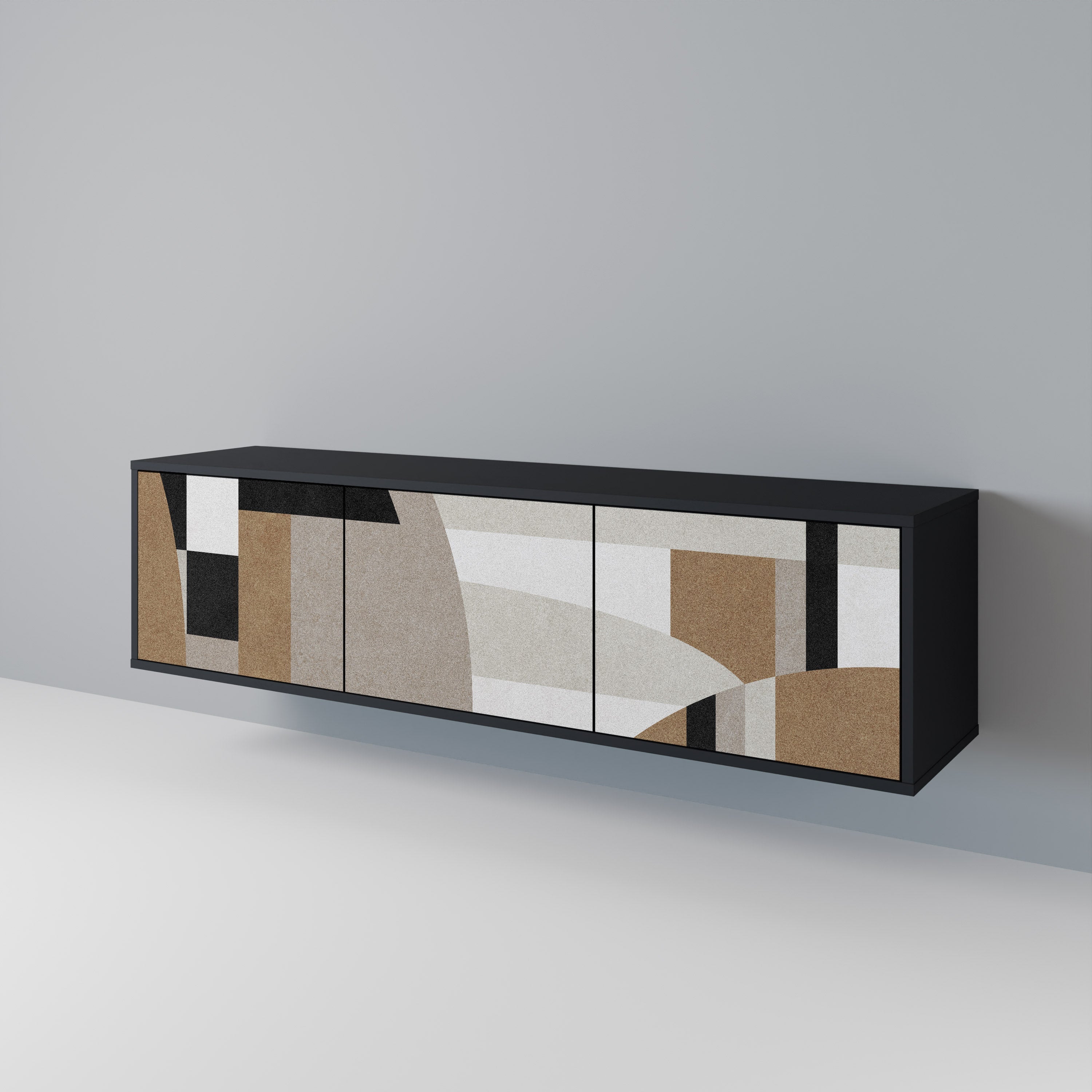 Meuble TV 3 portes DELICATE MEMENTO finition noire