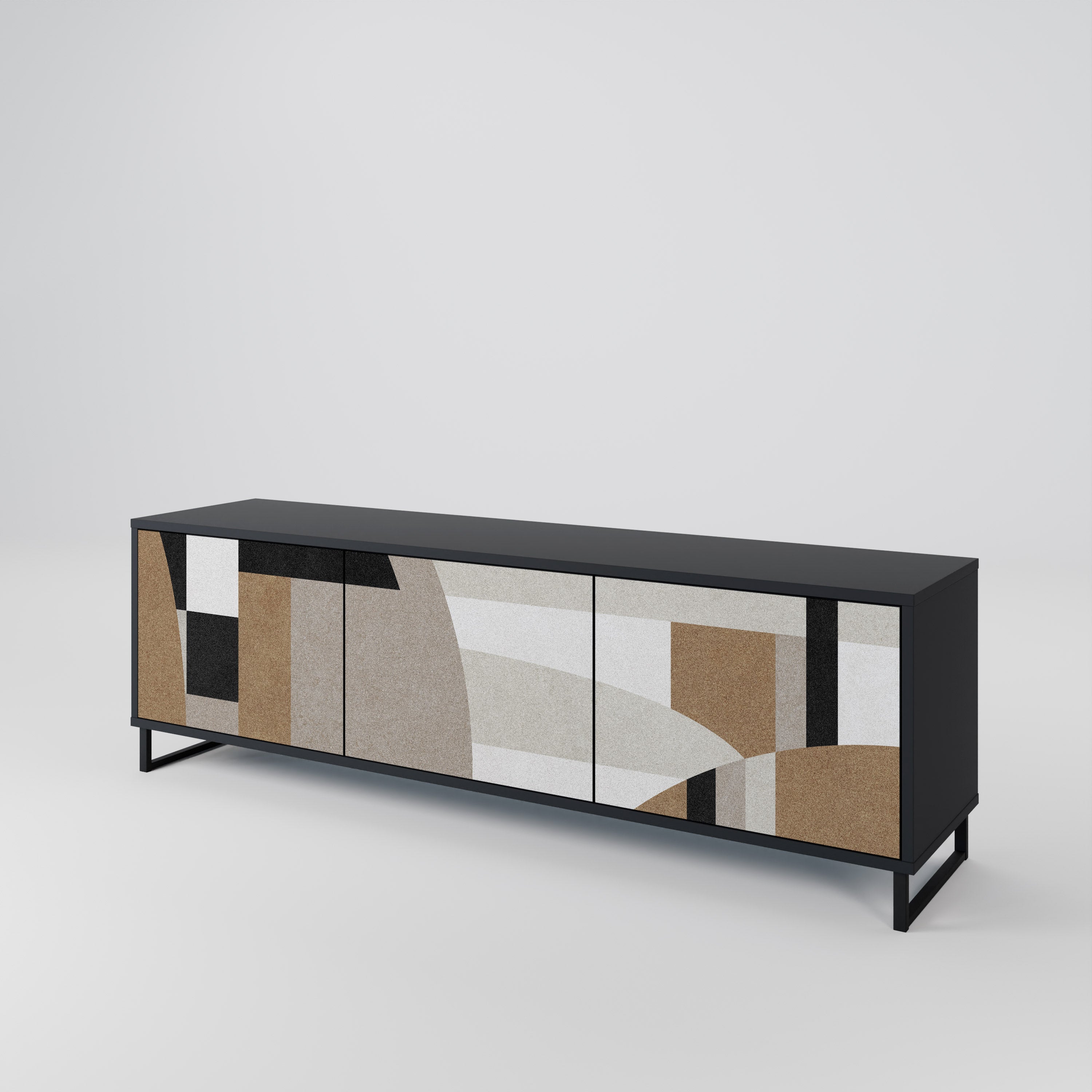 Meuble TV 3 portes DELICATE MEMENTO finition noire